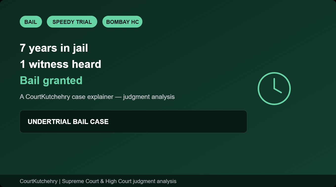 Seven Years in Jail, Only One Witness Examined: Bombay High Court Acts on Undertrial’s Letter From Prison and Grants Bail on Long Incarceration