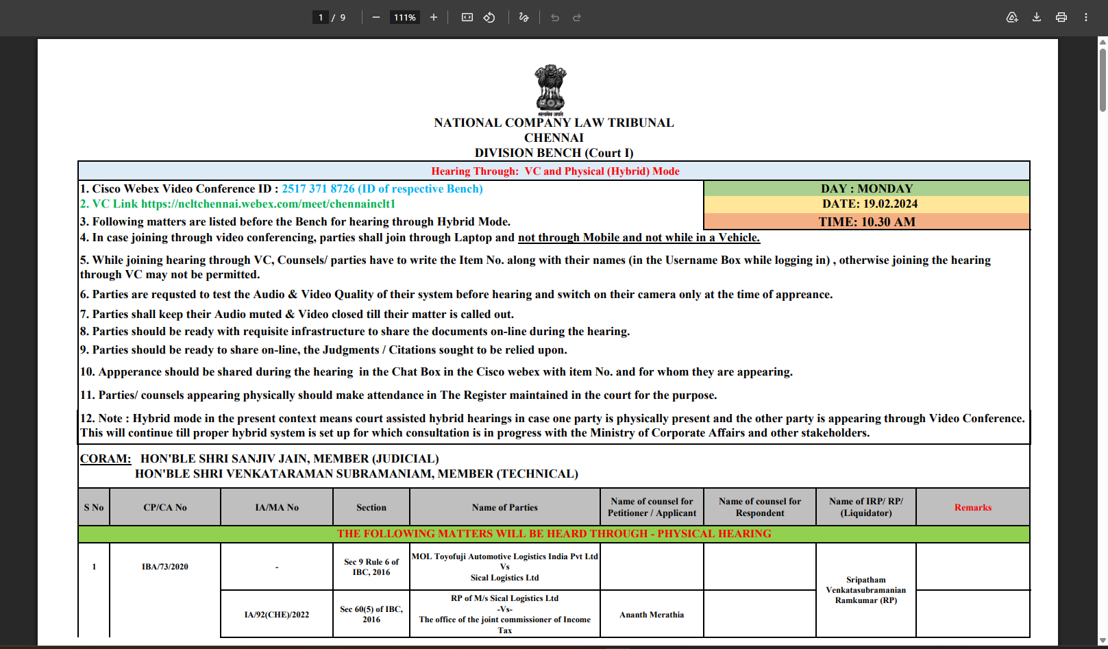 Exhibit reproduced from the original judgment