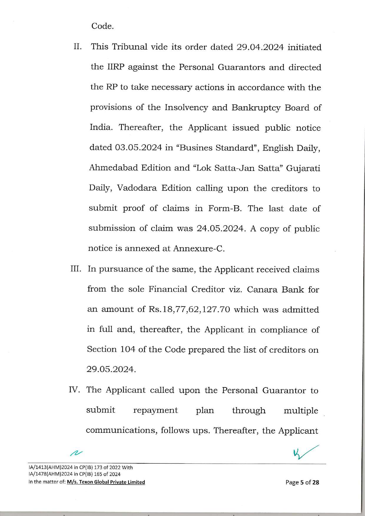 Exhibit reproduced from the original judgment