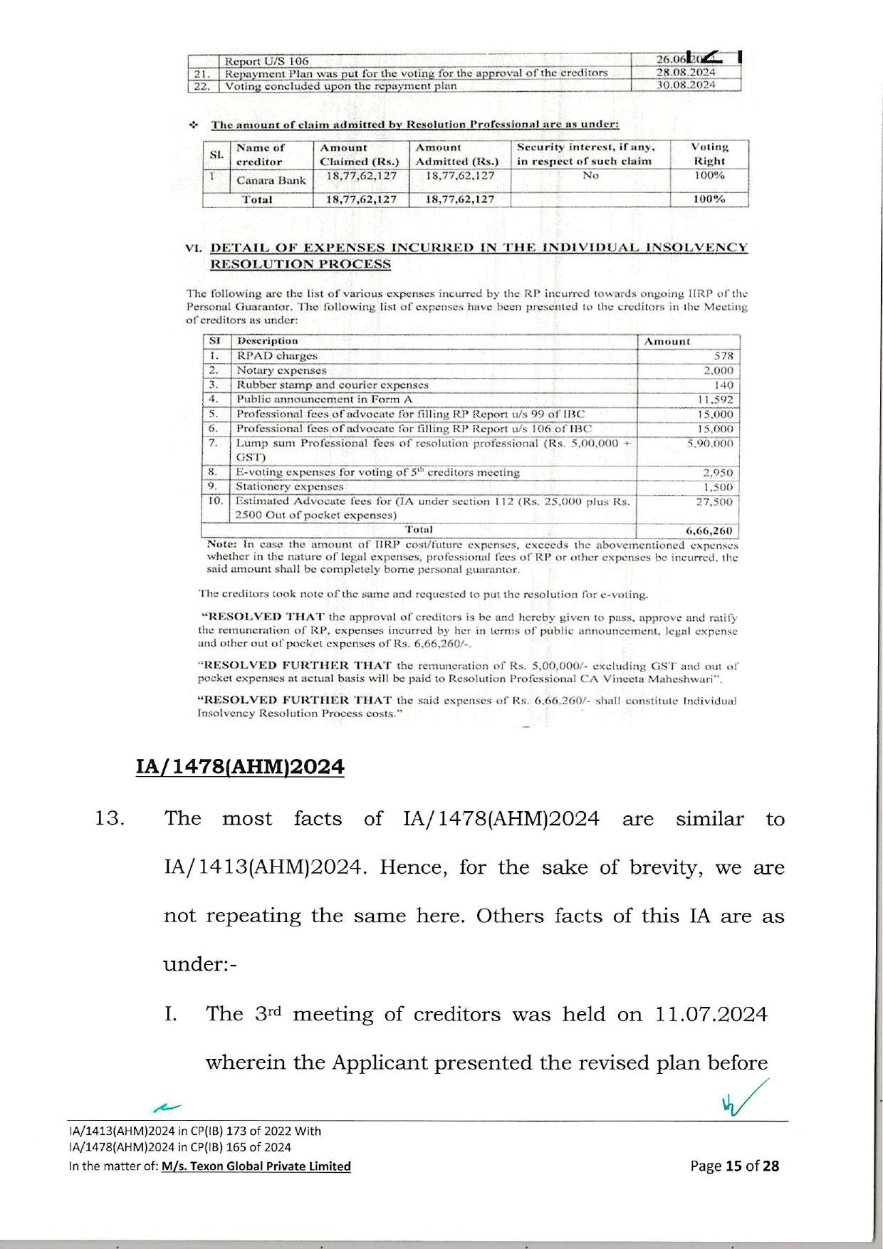 Exhibit reproduced from the original judgment