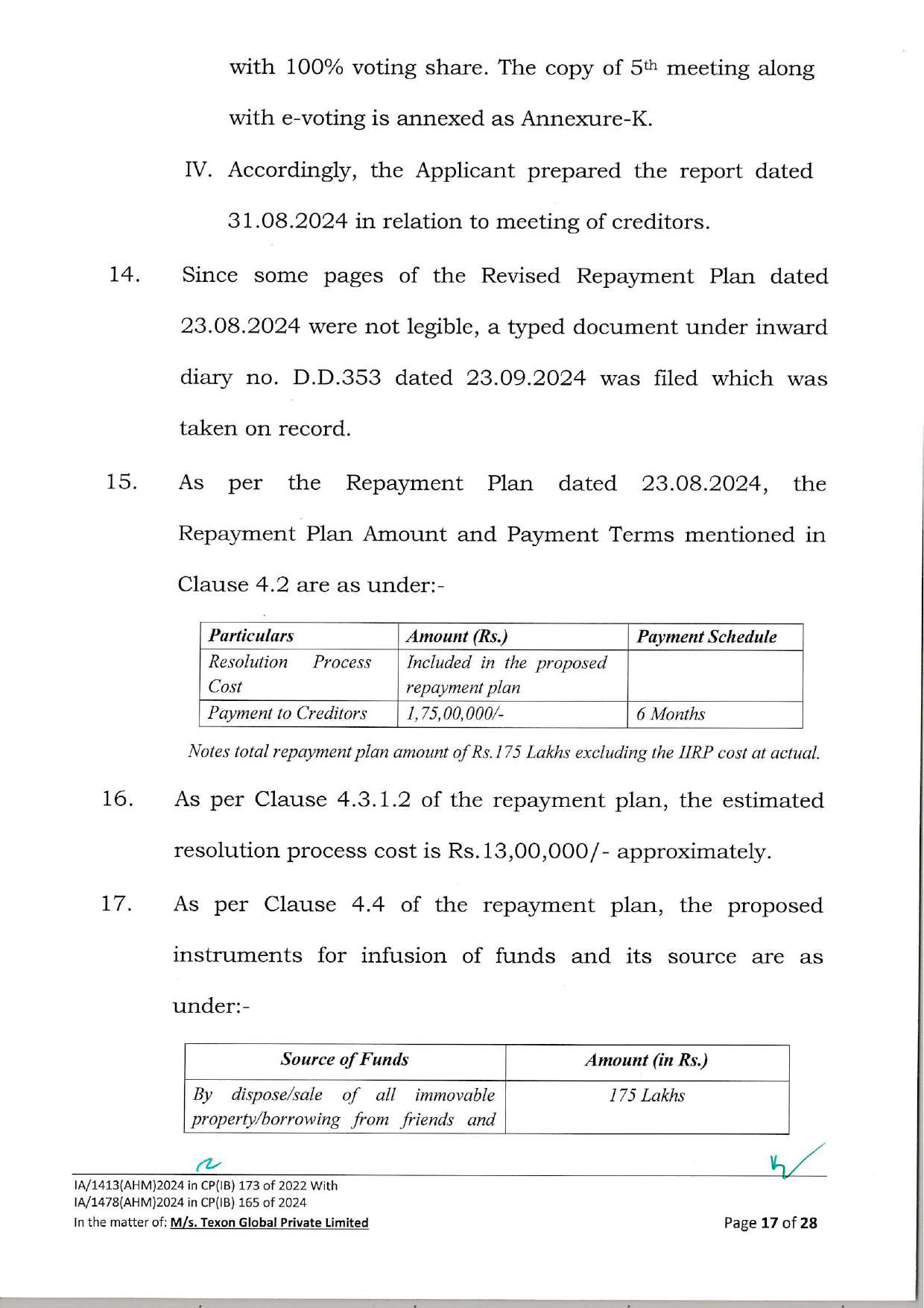 Exhibit reproduced from the original judgment
