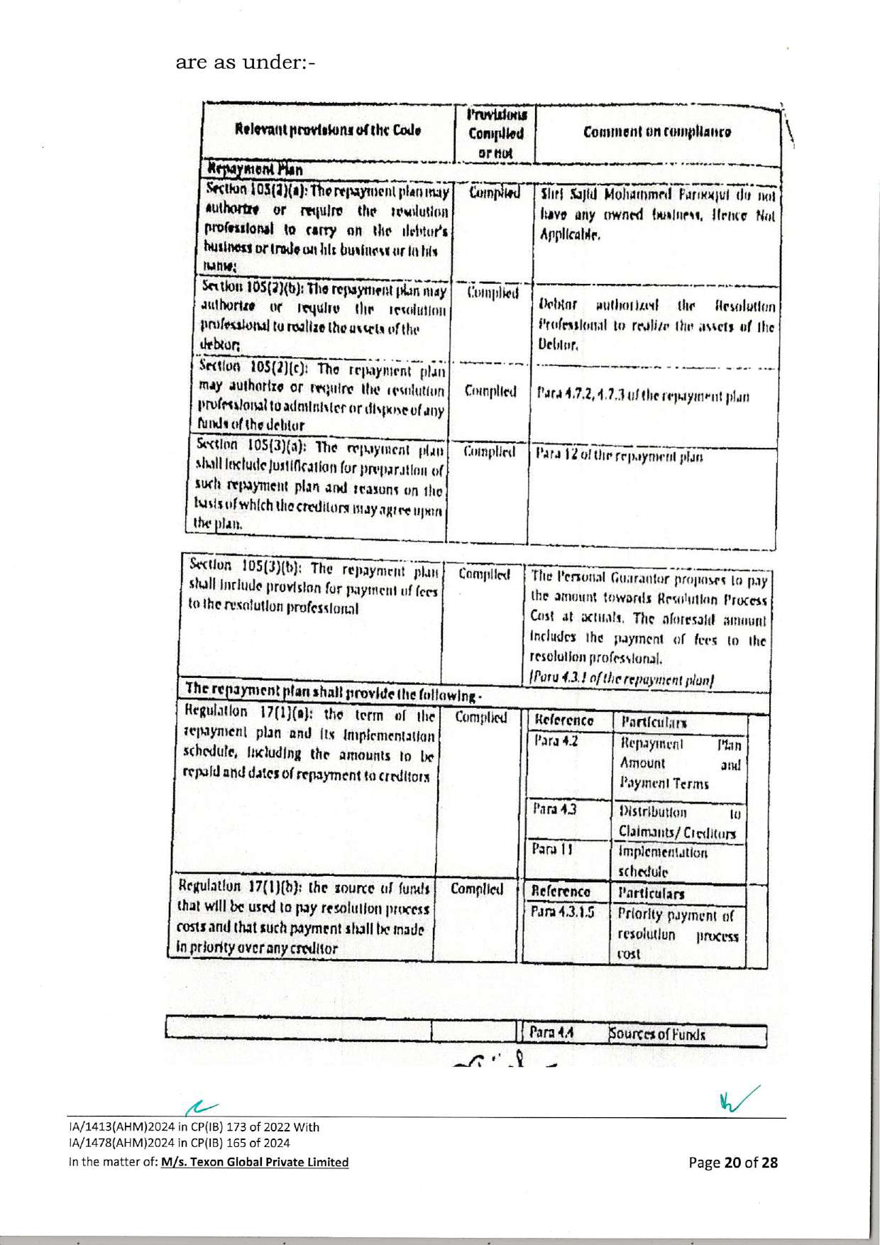 Exhibit reproduced from the original judgment