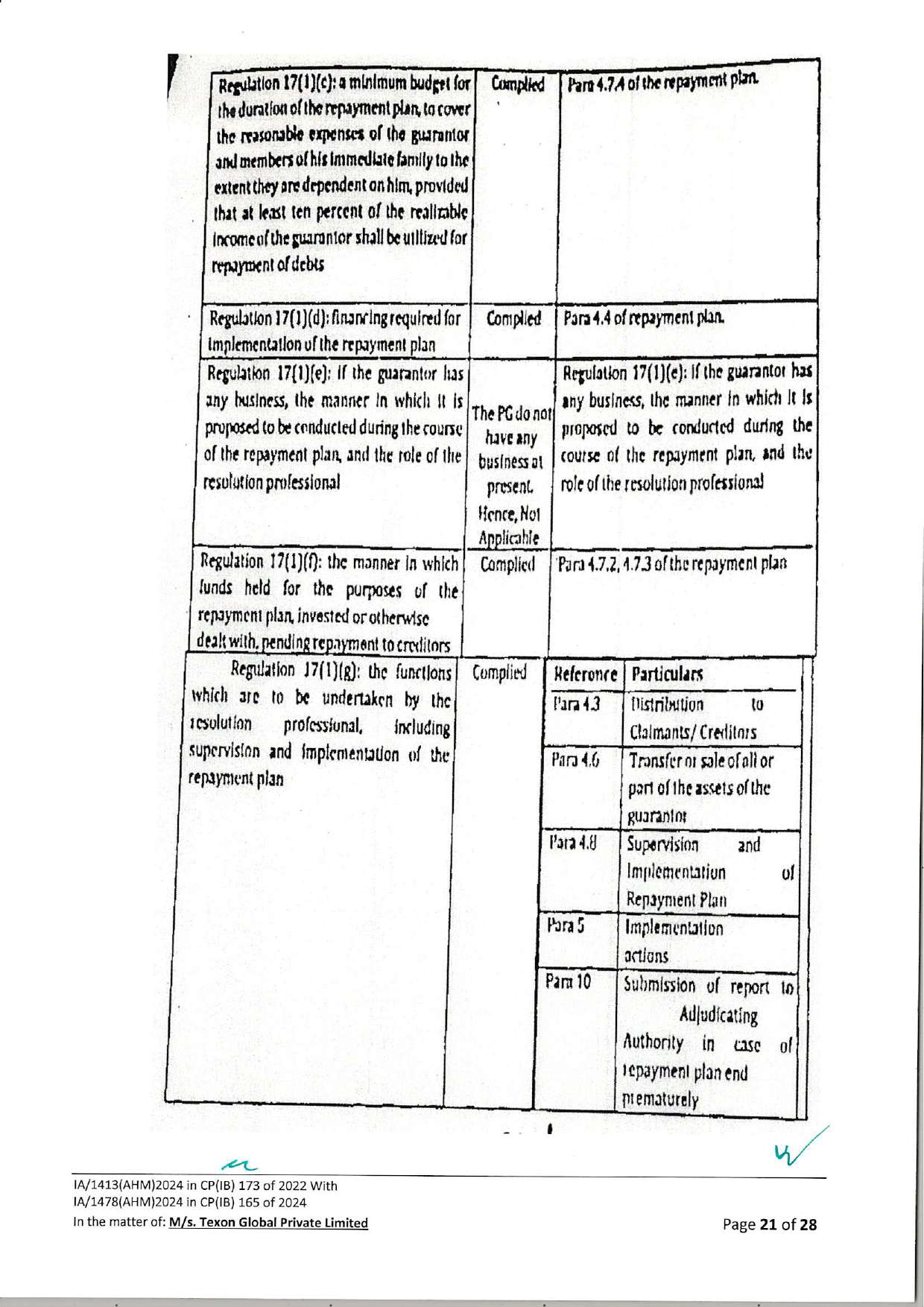 Exhibit reproduced from the original judgment