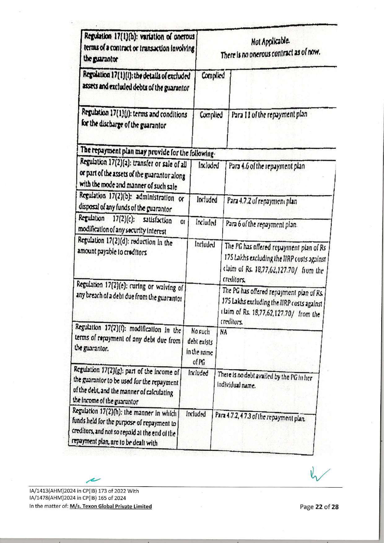 Exhibit reproduced from the original judgment