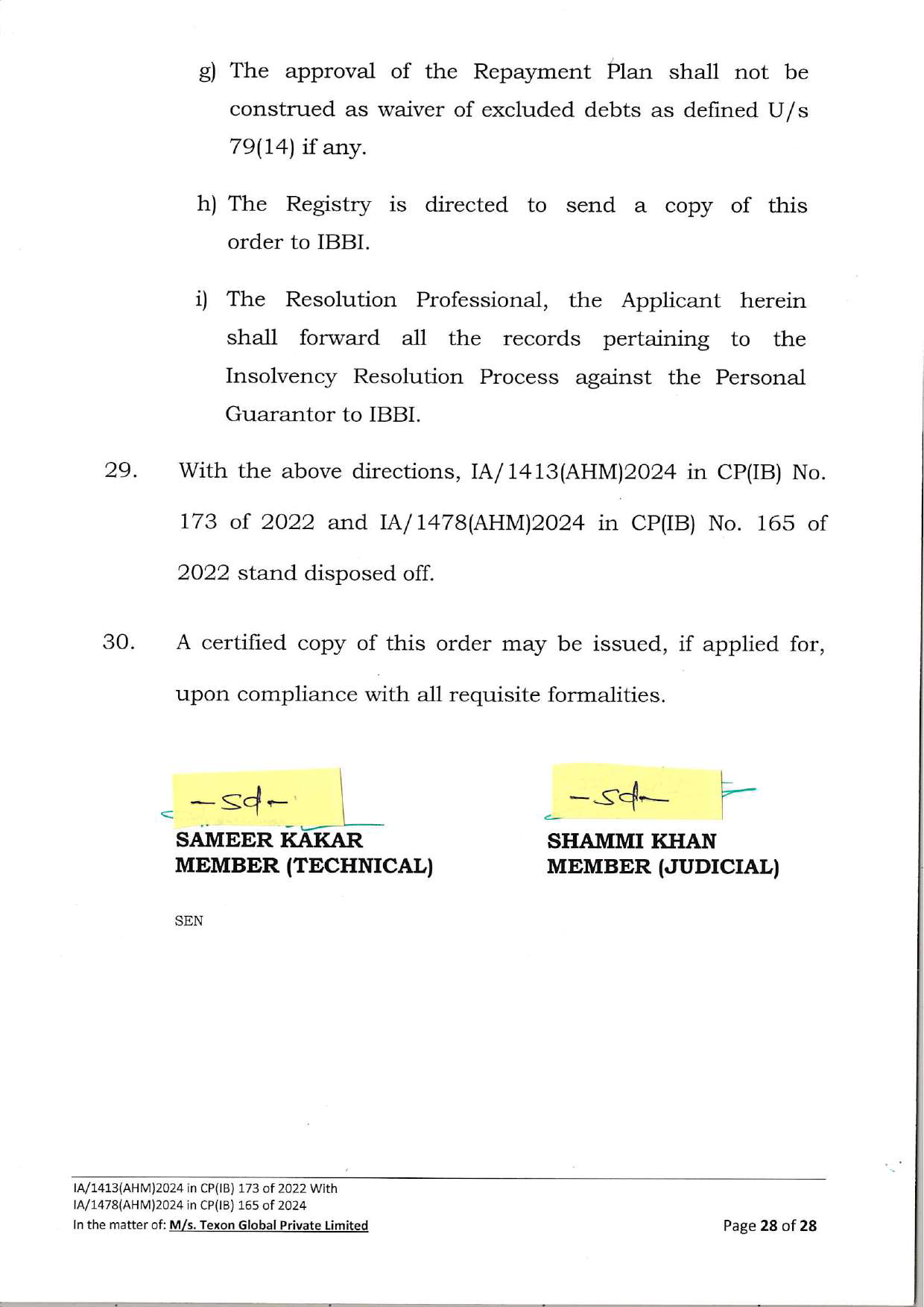 Exhibit reproduced from the original judgment