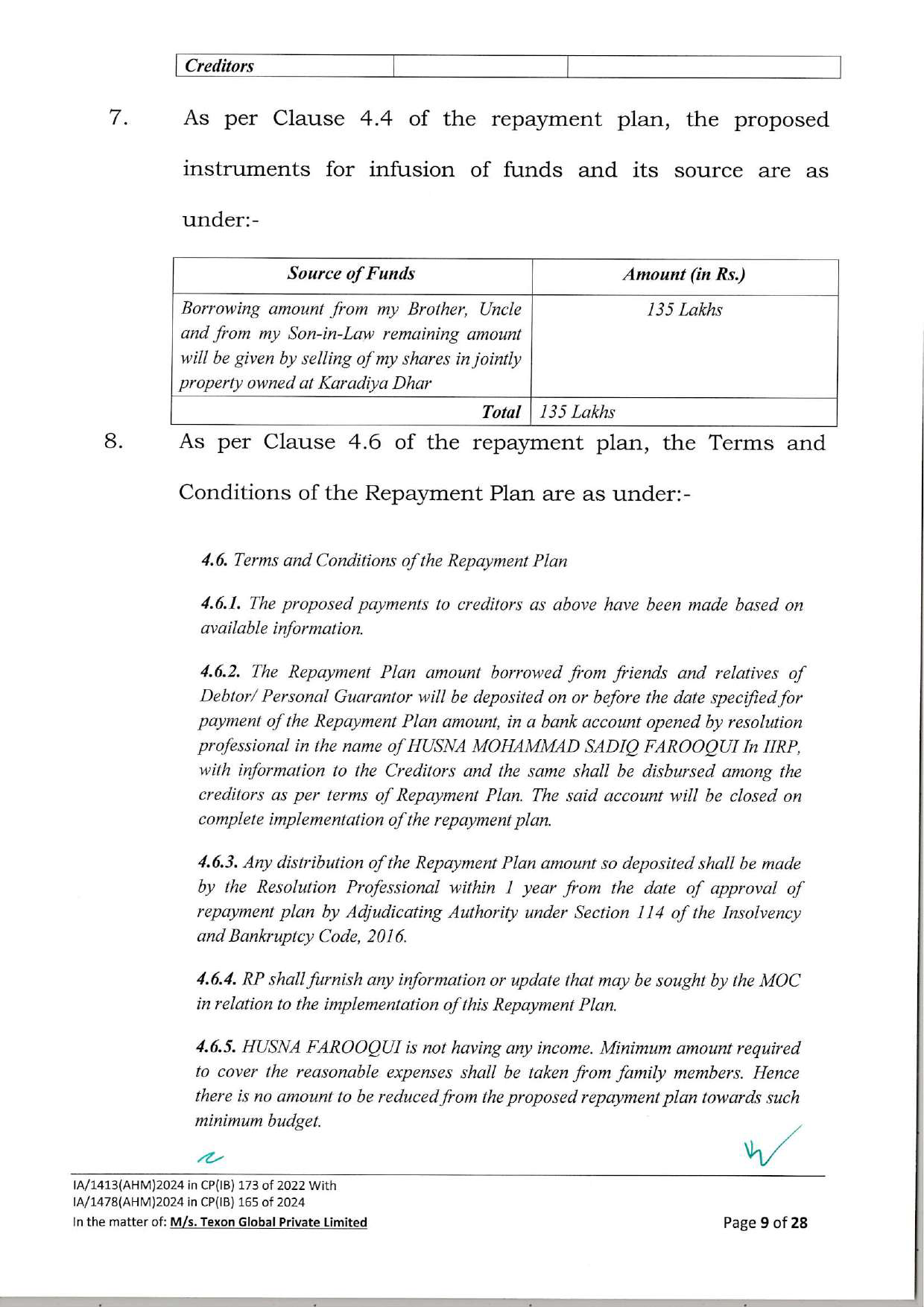 Exhibit reproduced from the original judgment