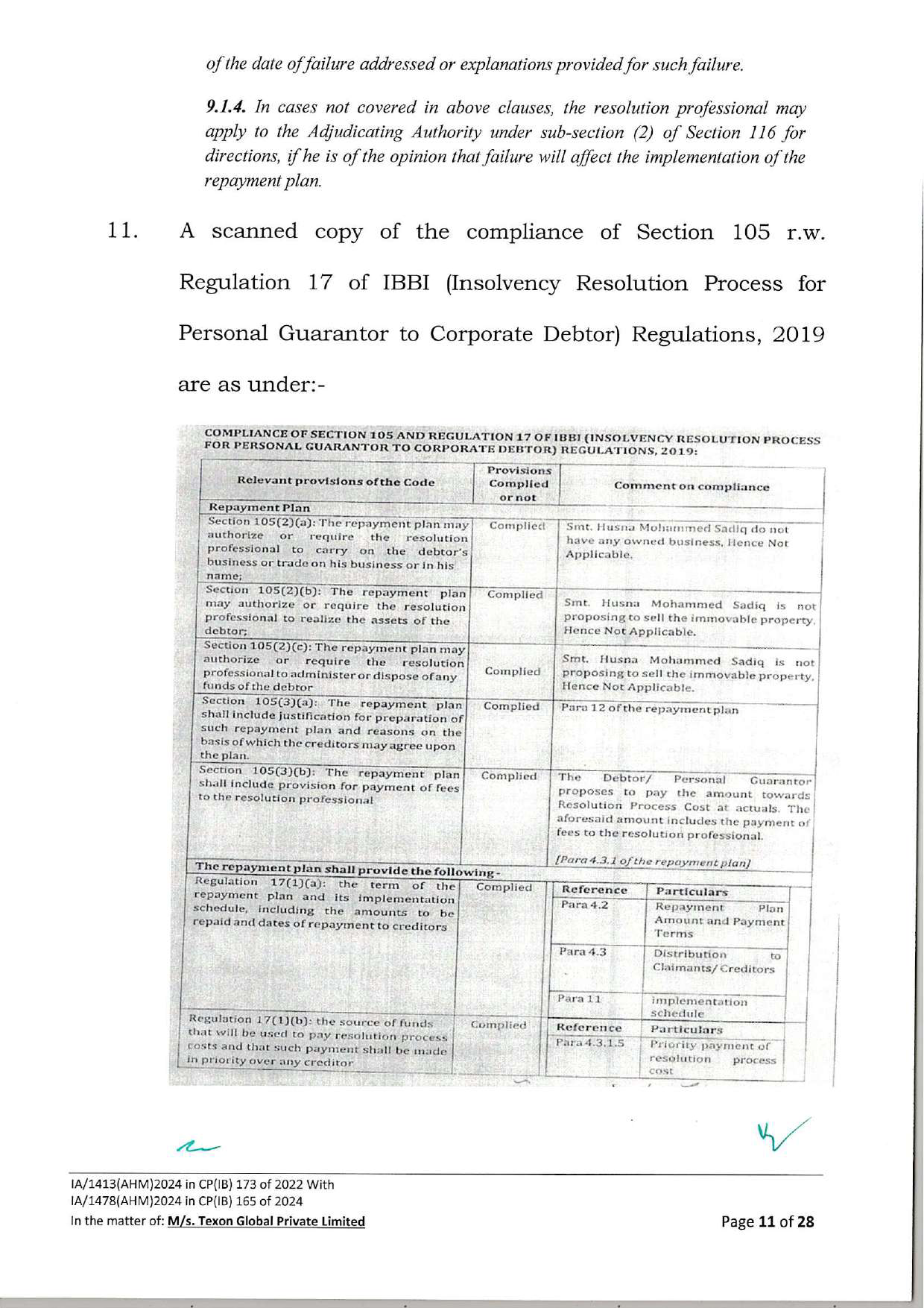 Exhibit reproduced from the original judgment