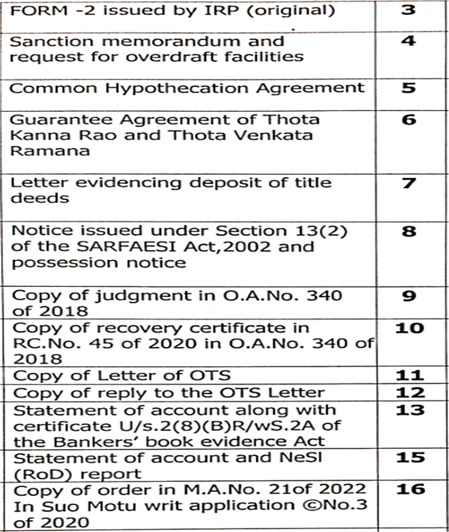 Exhibit reproduced from the original judgment