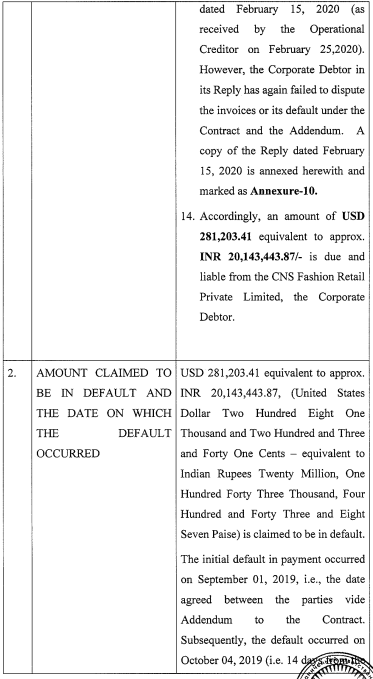 Exhibit reproduced from the original judgment