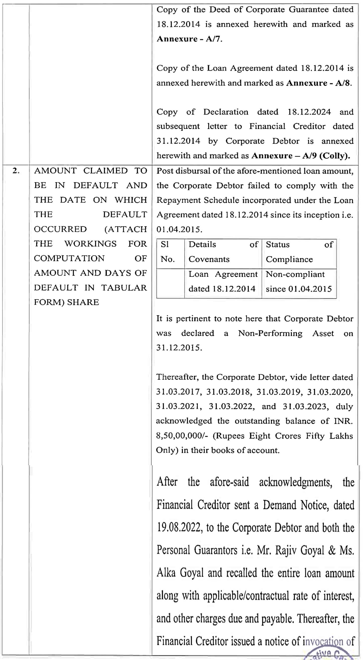 Exhibit reproduced from the original judgment