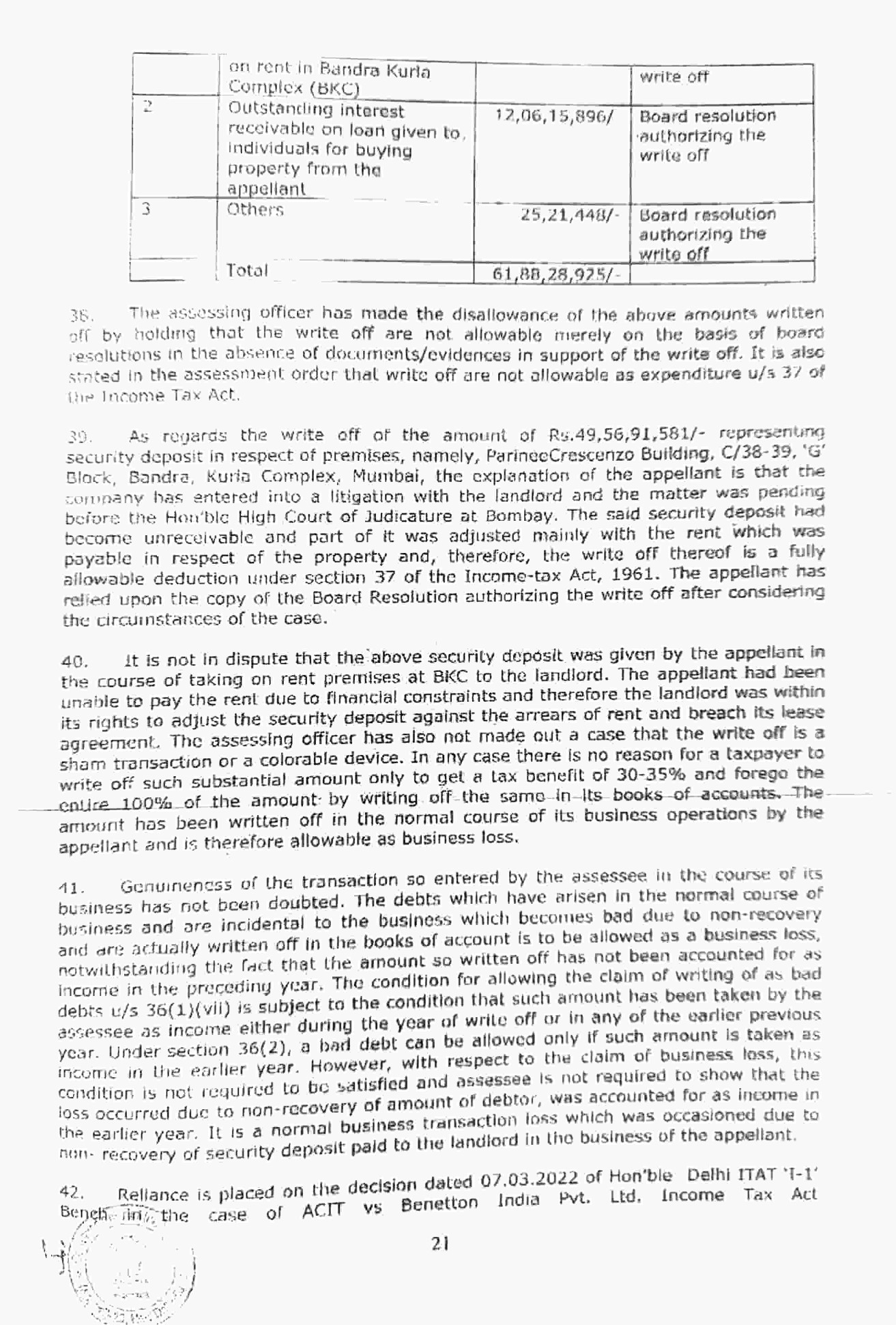 Exhibit reproduced from the original judgment