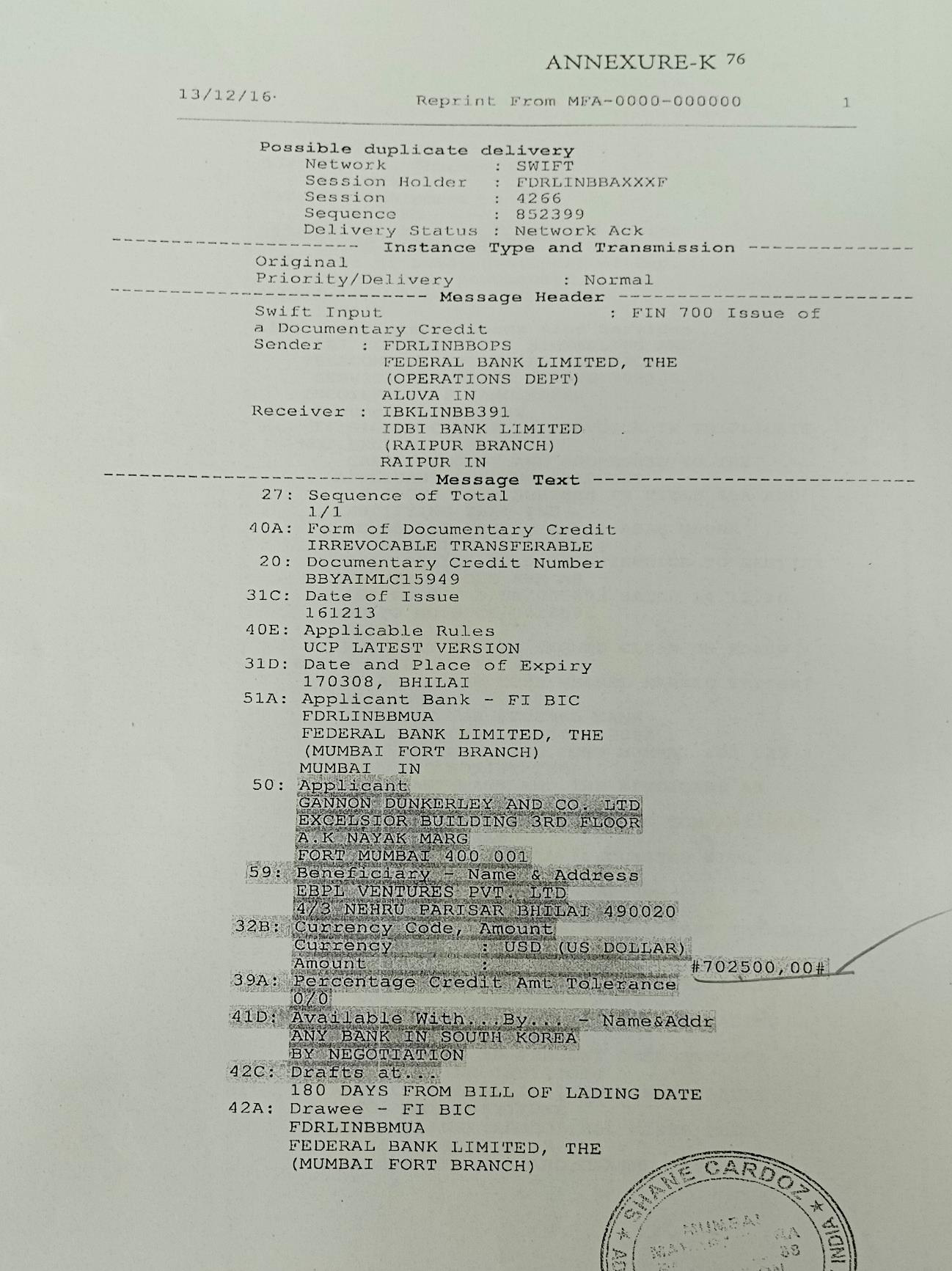 Exhibit reproduced from the original judgment