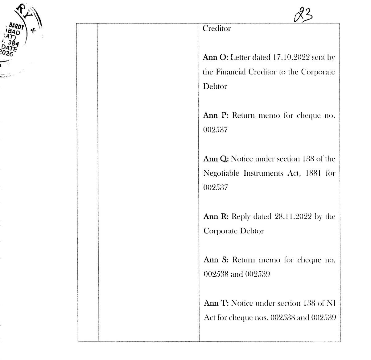 Exhibit reproduced from the original judgment