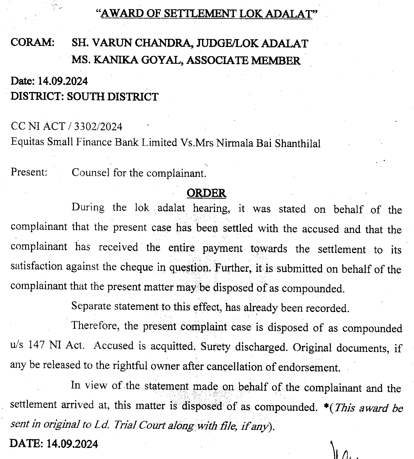 Exhibit reproduced from the original judgment