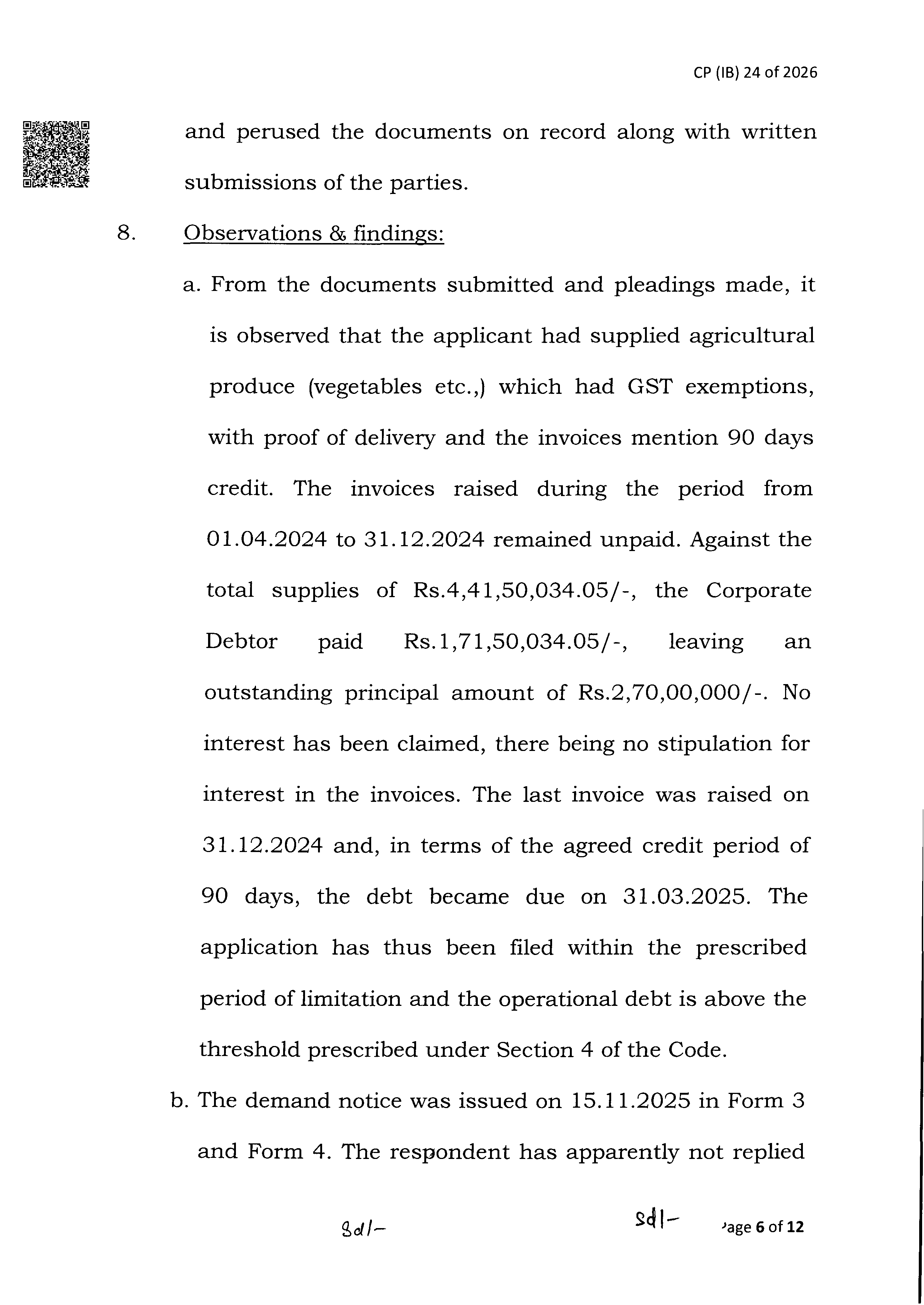 Exhibit reproduced from the original judgment