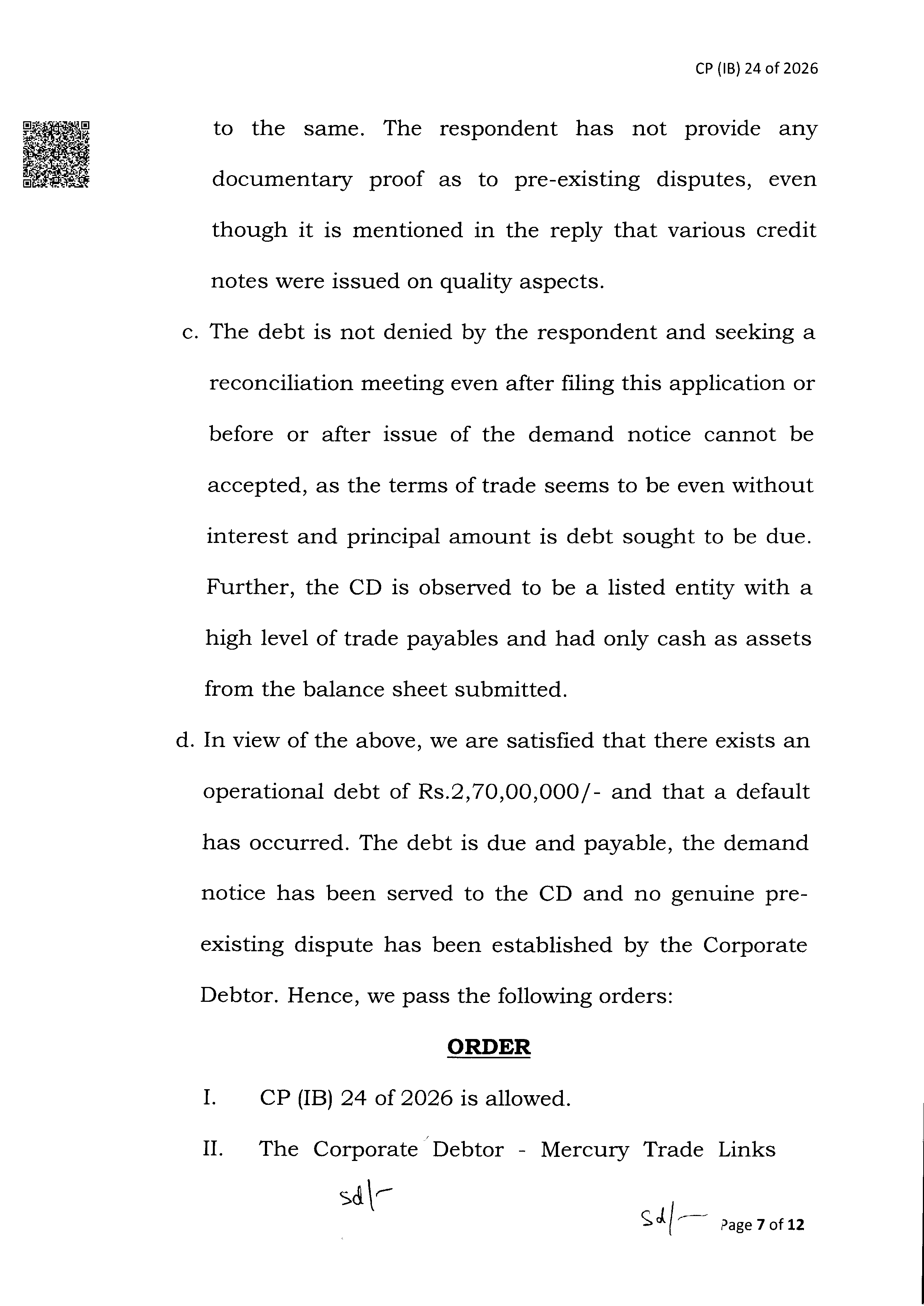 Exhibit reproduced from the original judgment