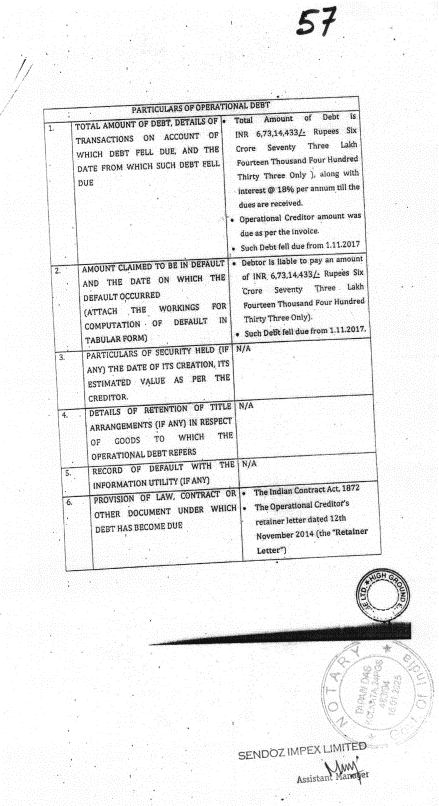 Exhibit reproduced from the original judgment