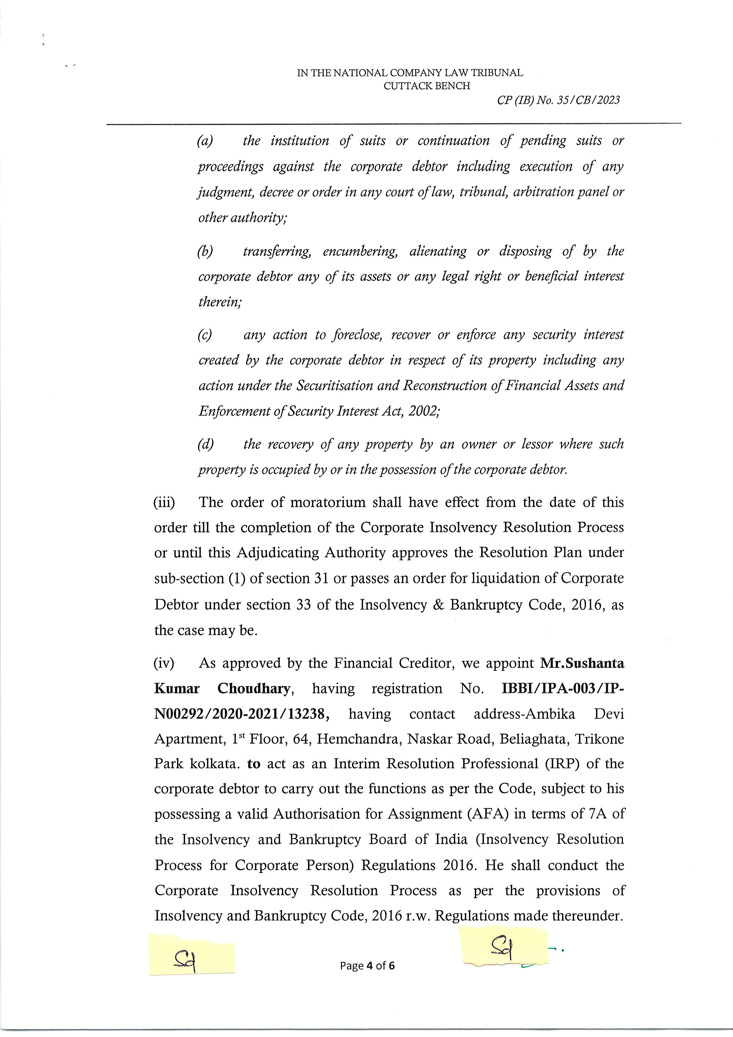 Exhibit reproduced from the original judgment