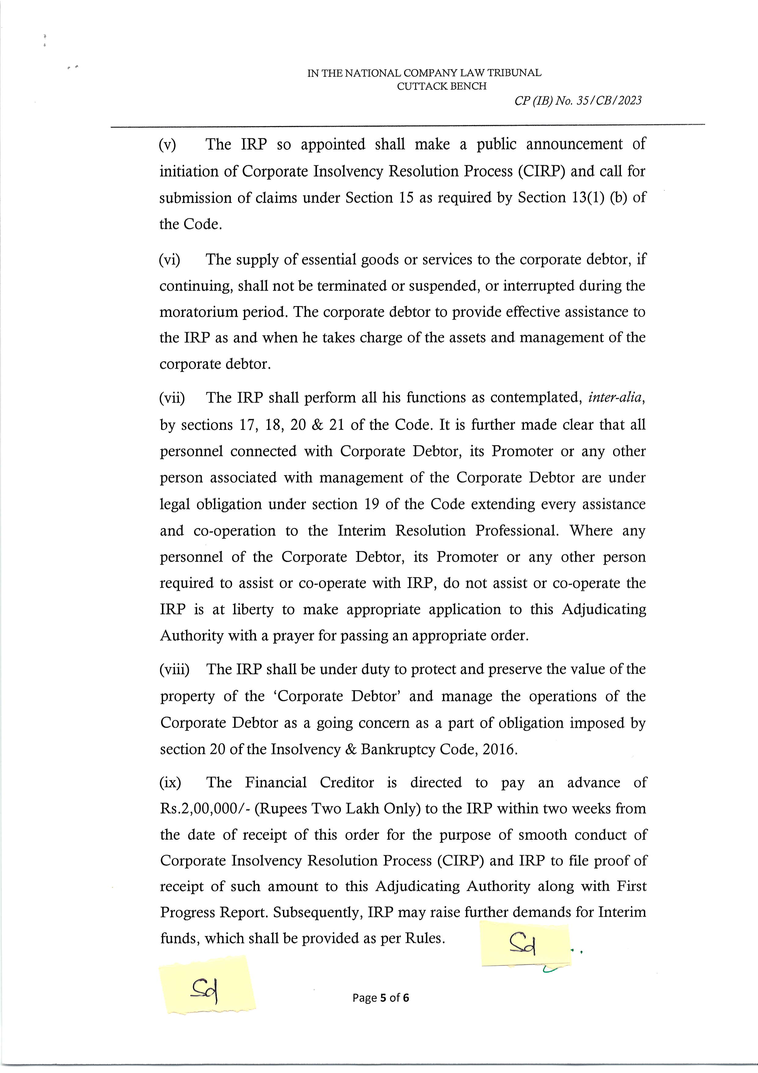 Exhibit reproduced from the original judgment