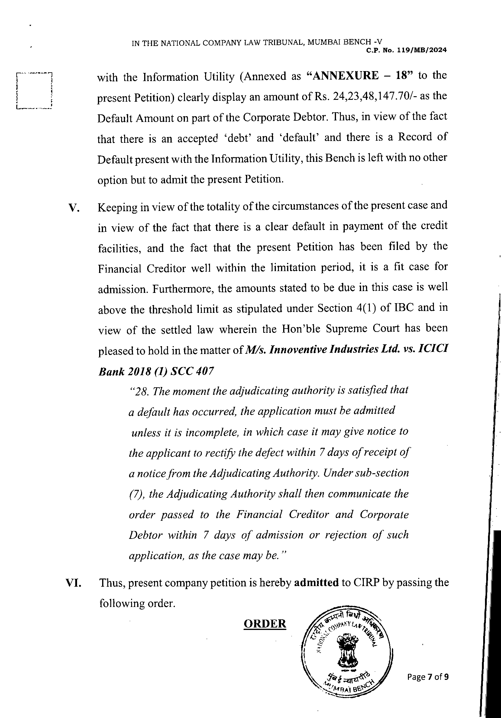 Exhibit reproduced from the original judgment