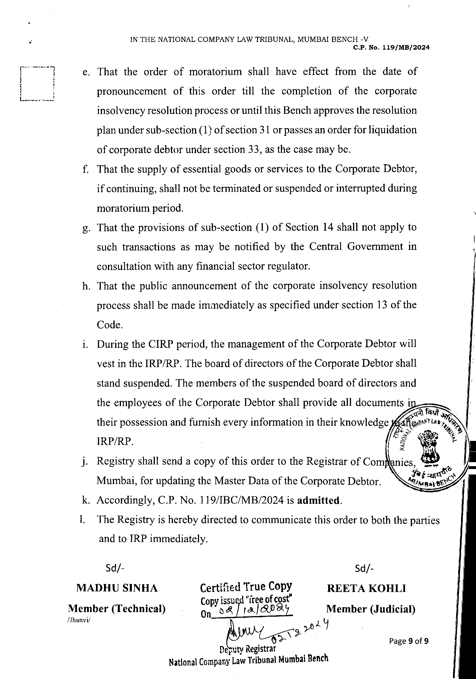 Exhibit reproduced from the original judgment