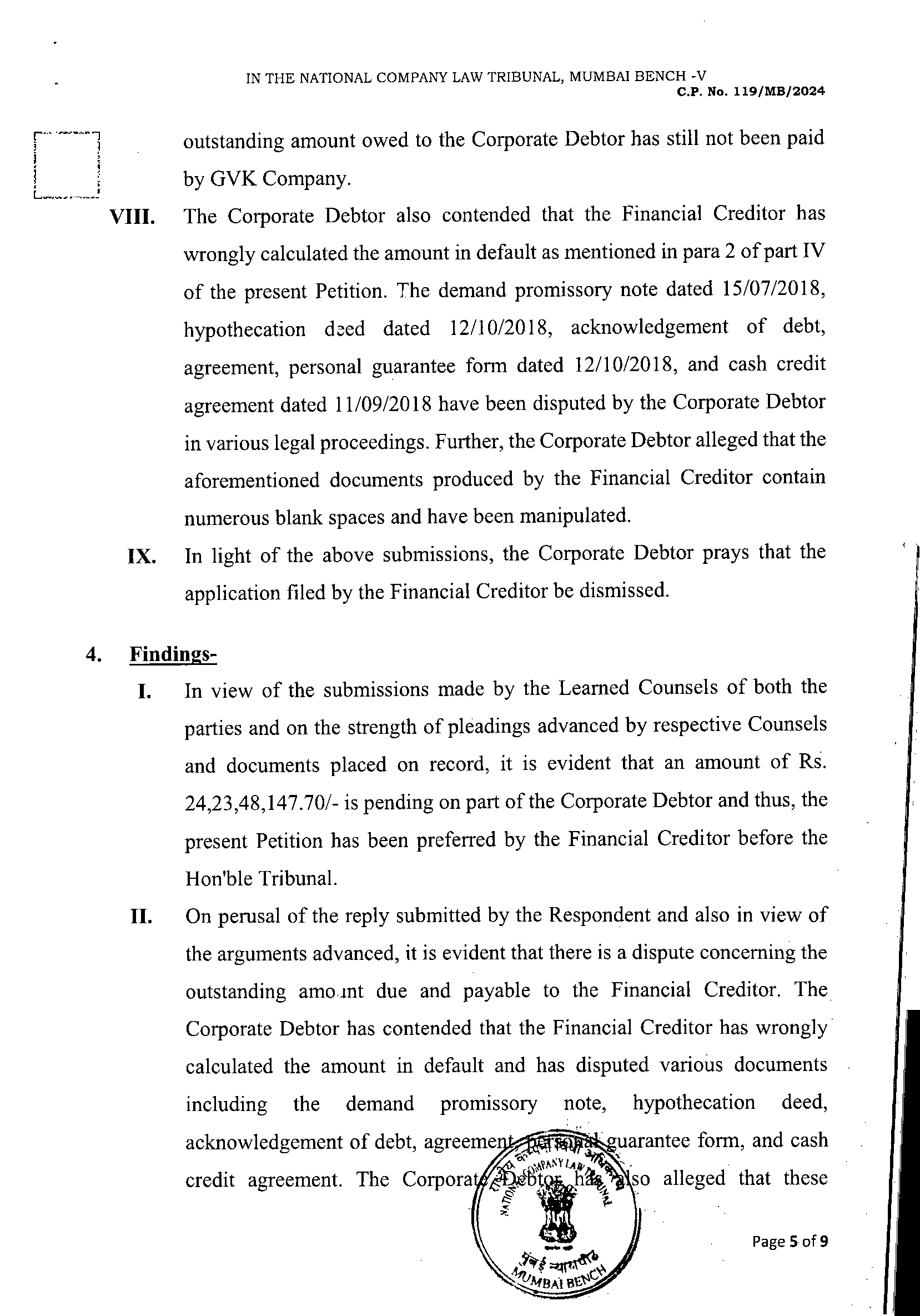 Exhibit reproduced from the original judgment