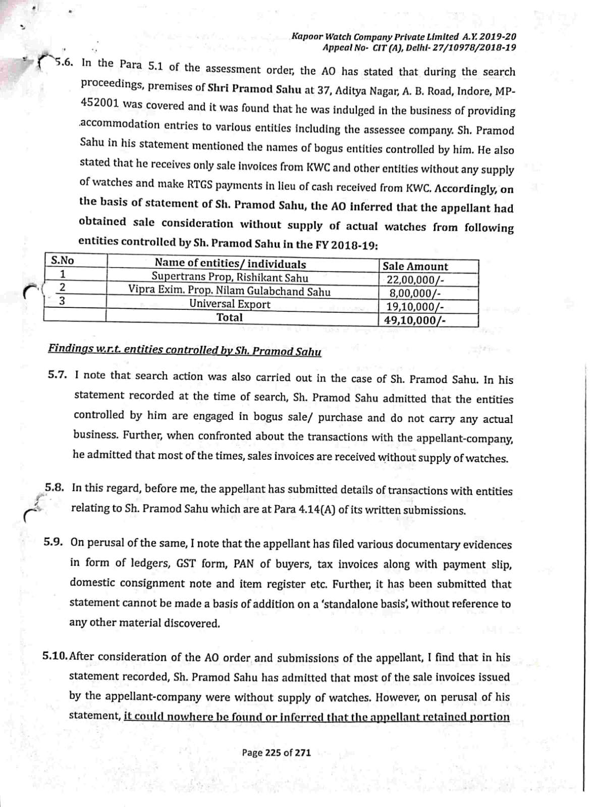 Exhibit reproduced from the original judgment