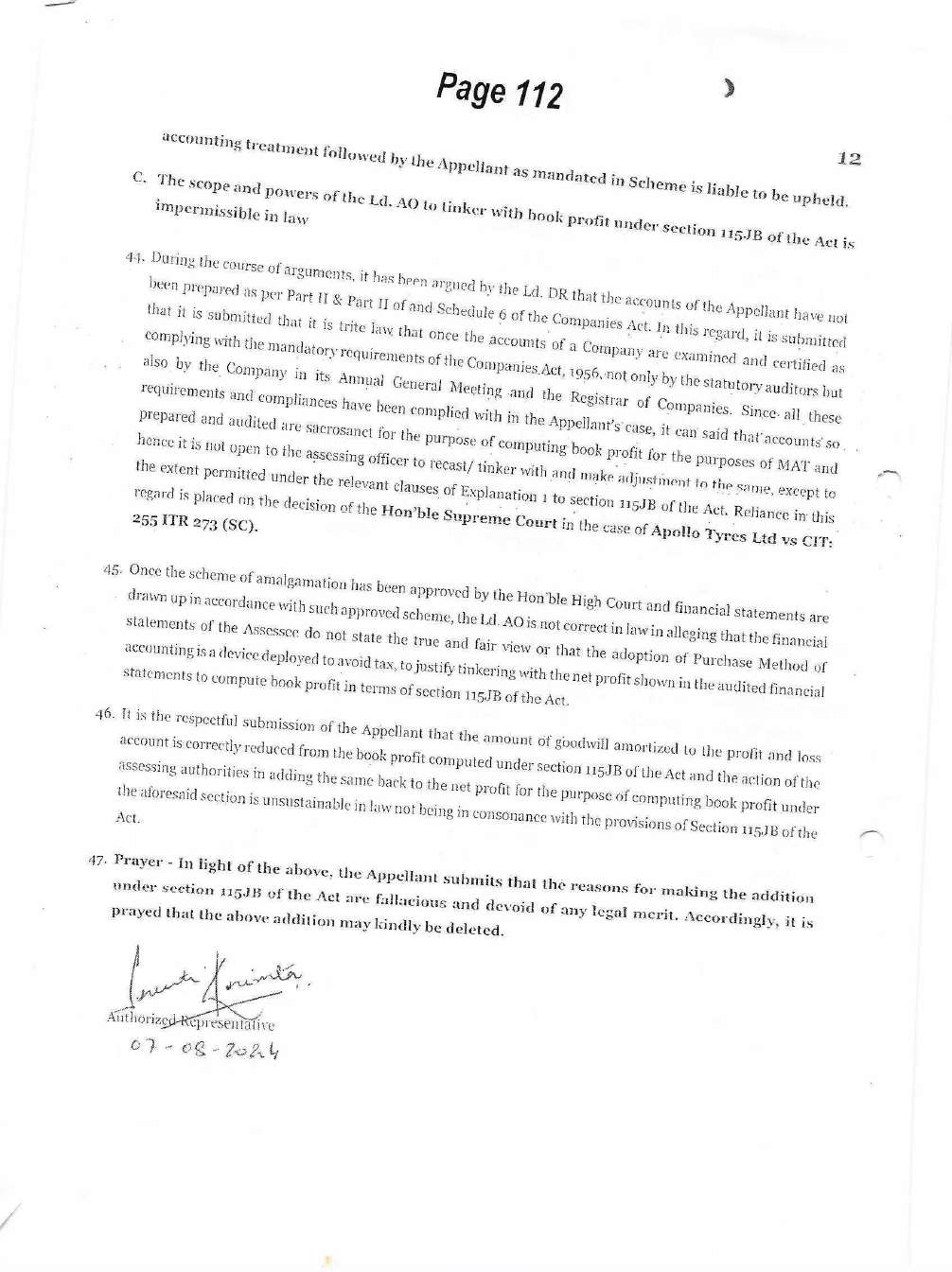Exhibit reproduced from the original judgment