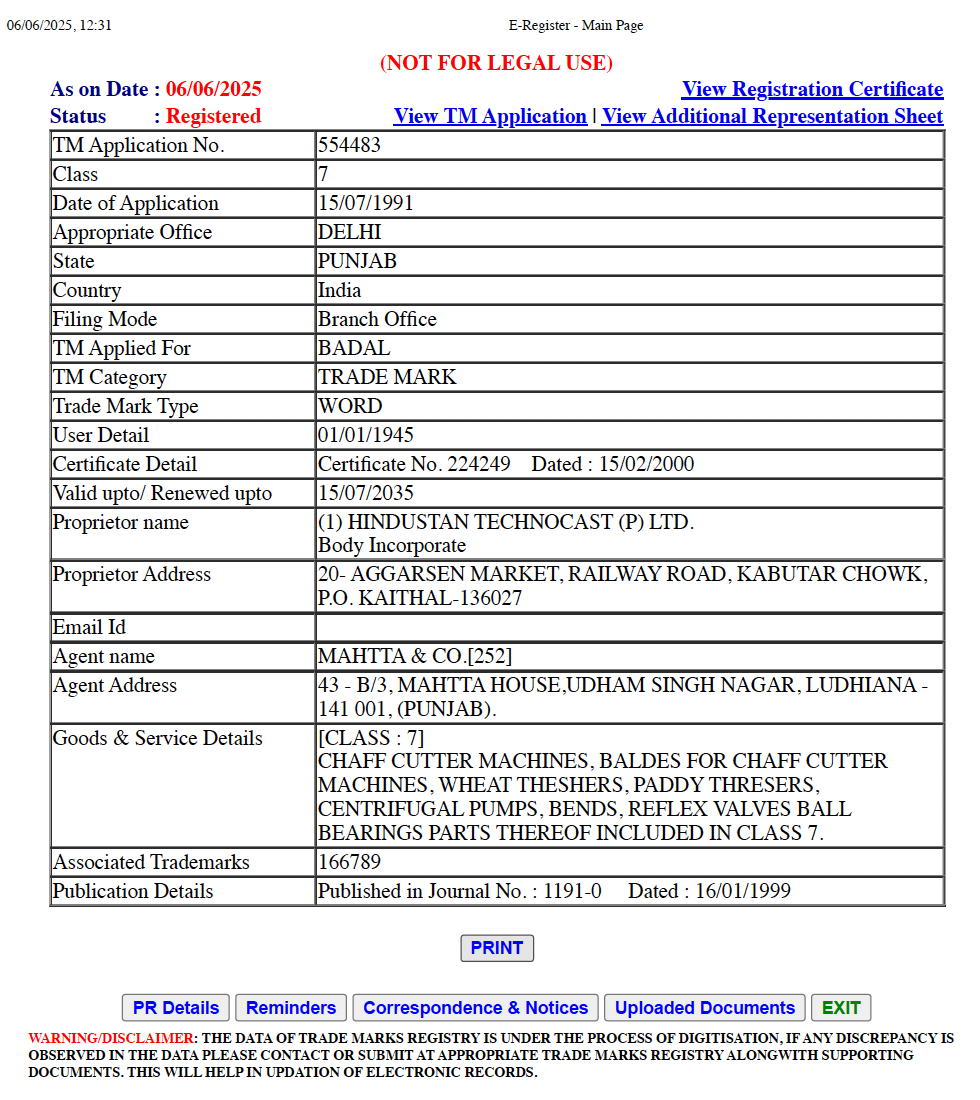 Exhibit reproduced from the original judgment
