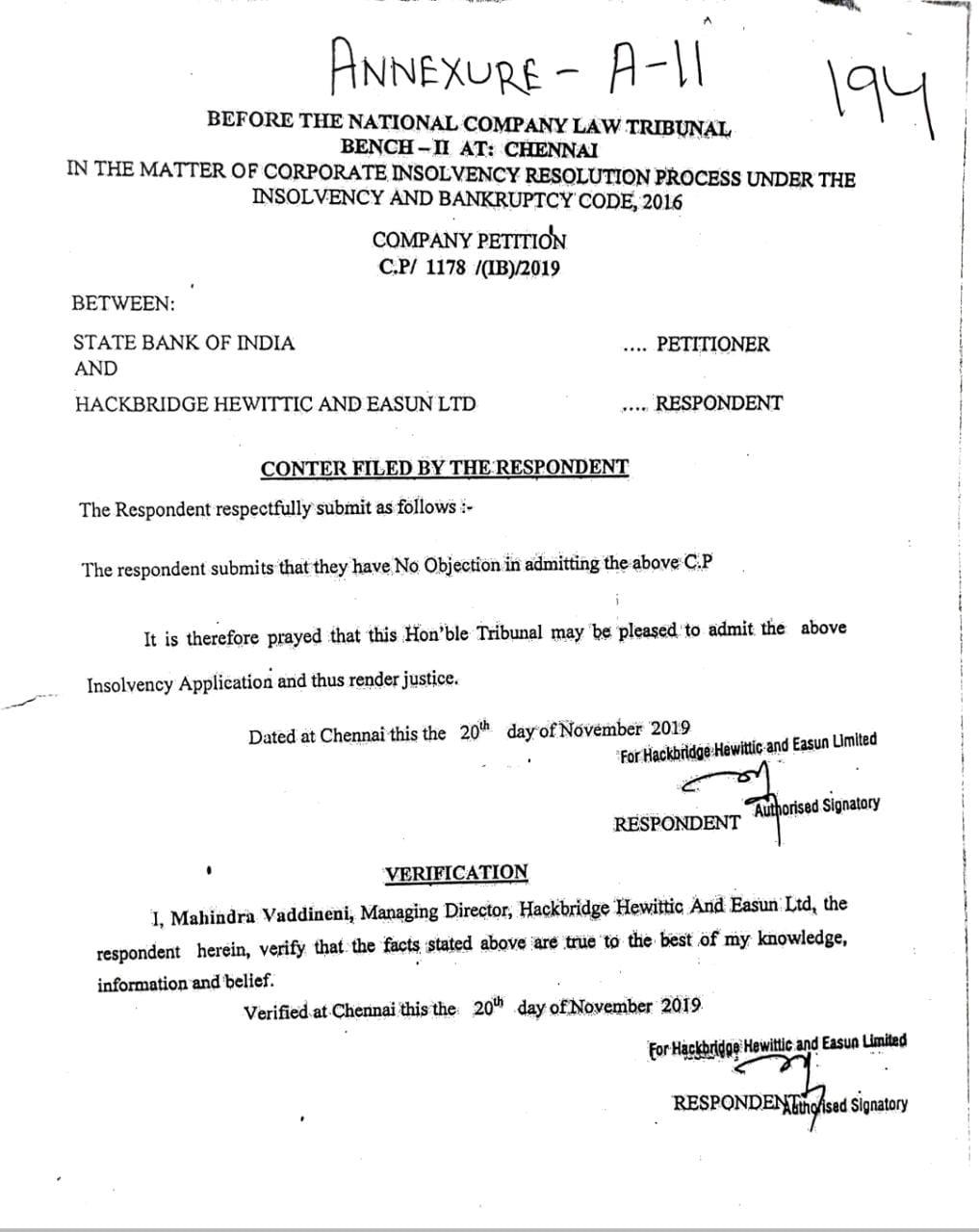 Exhibit reproduced from the original judgment