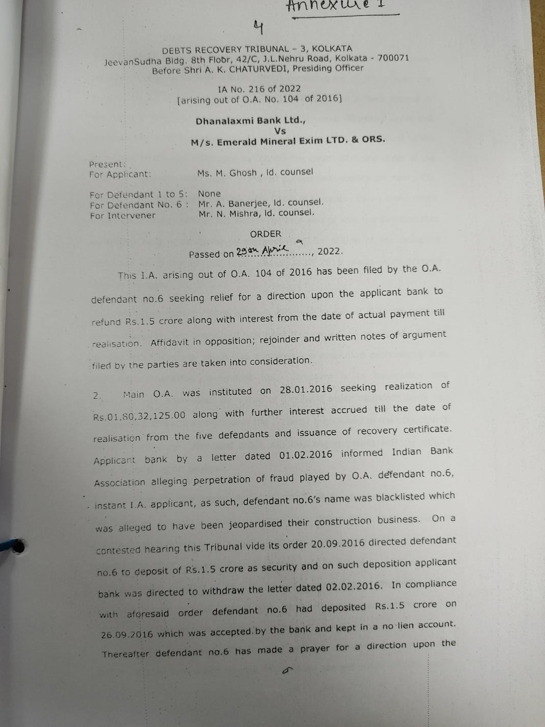 Exhibit reproduced from the original judgment