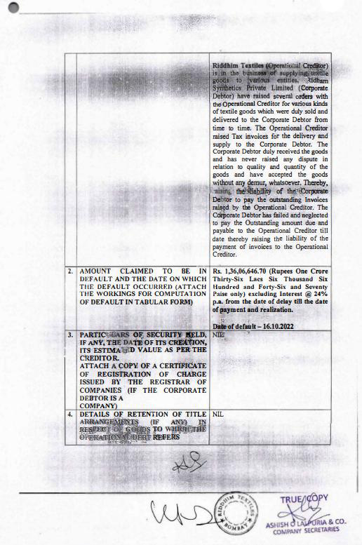 Exhibit reproduced from the original judgment