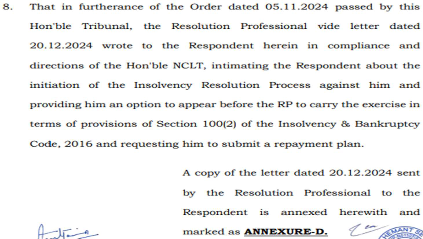 Exhibit reproduced from the original judgment