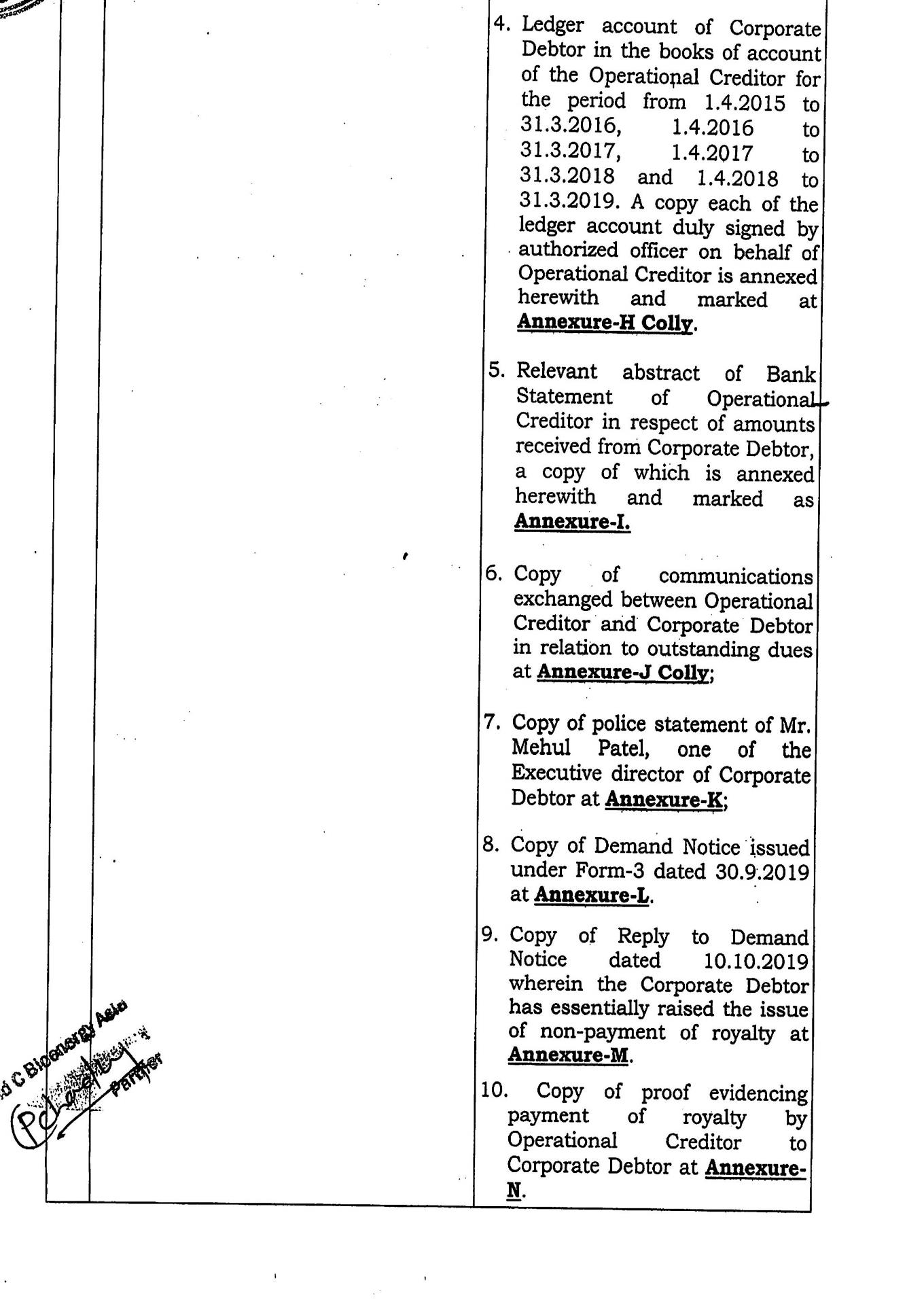 Exhibit reproduced from the original judgment