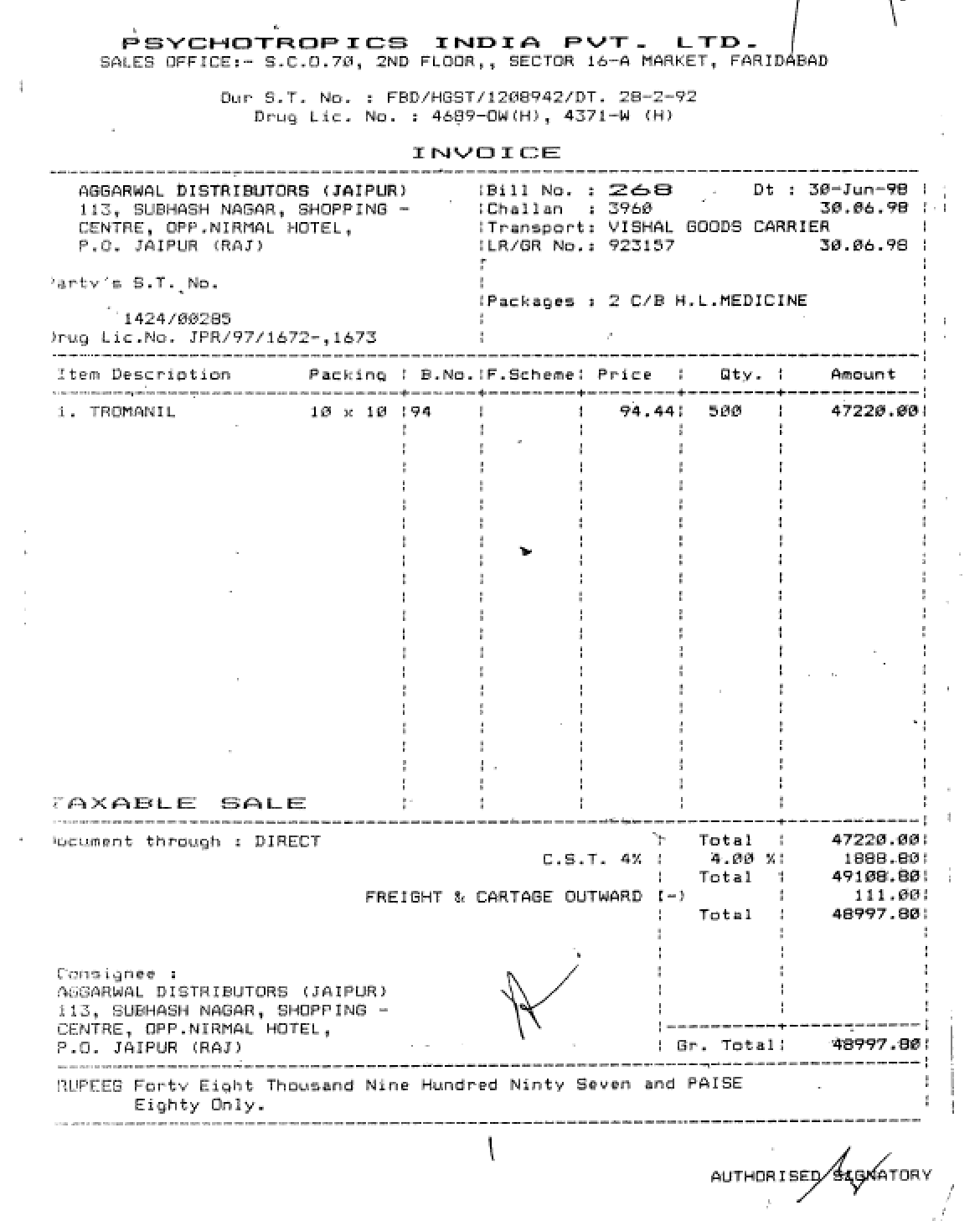 Exhibit reproduced from the original judgment
