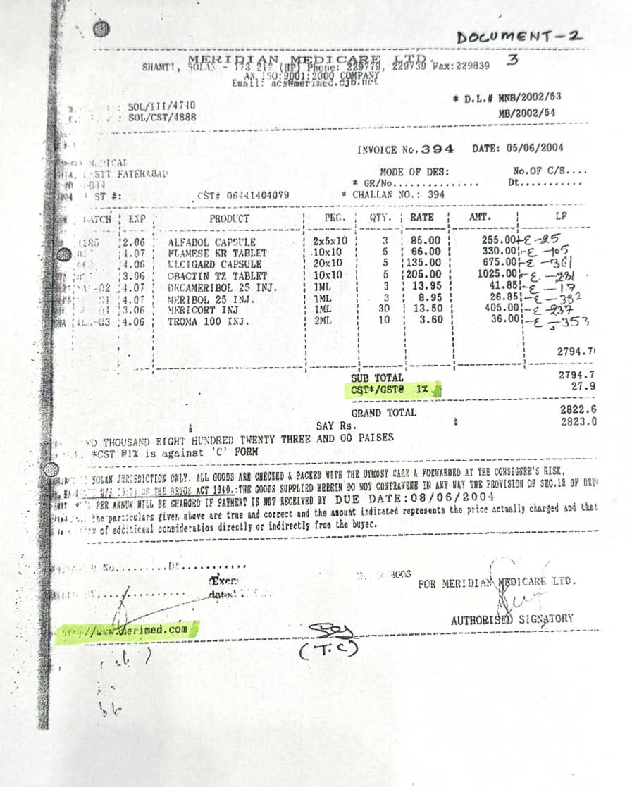 Exhibit reproduced from the original judgment
