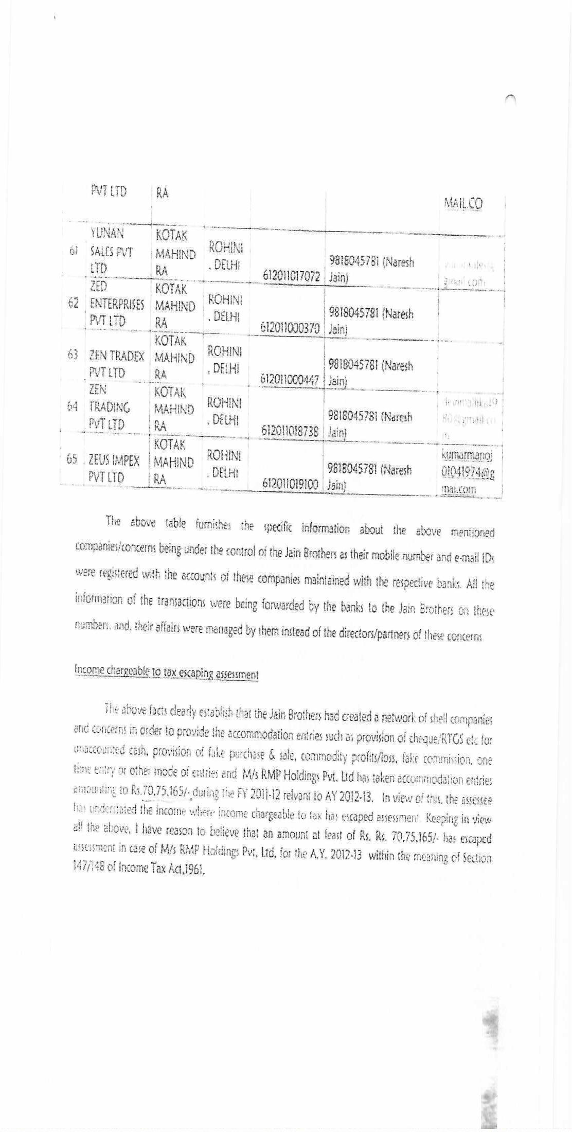 Exhibit reproduced from the original judgment