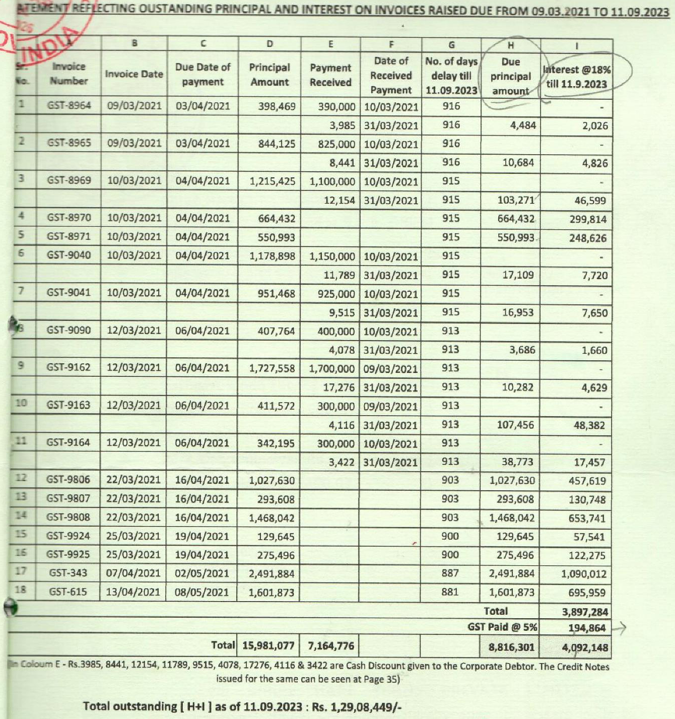Exhibit reproduced from the original judgment