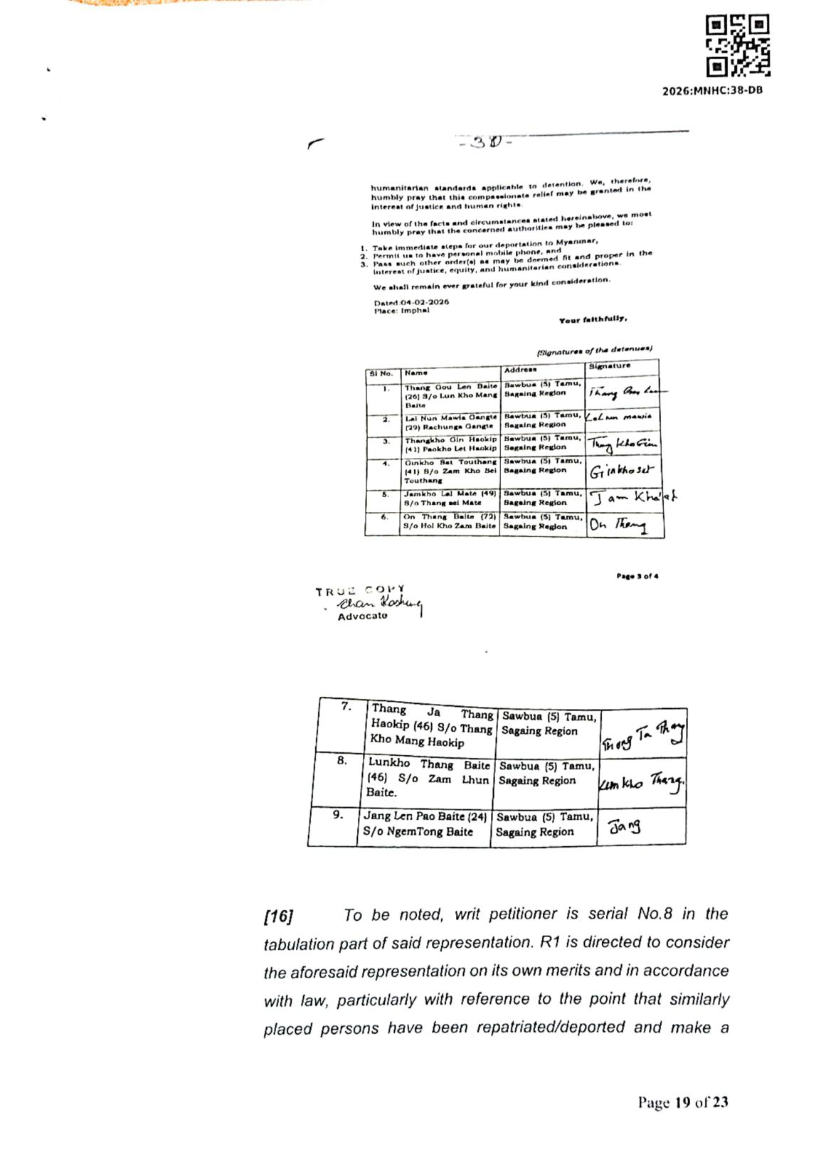 Exhibit reproduced from the original judgment