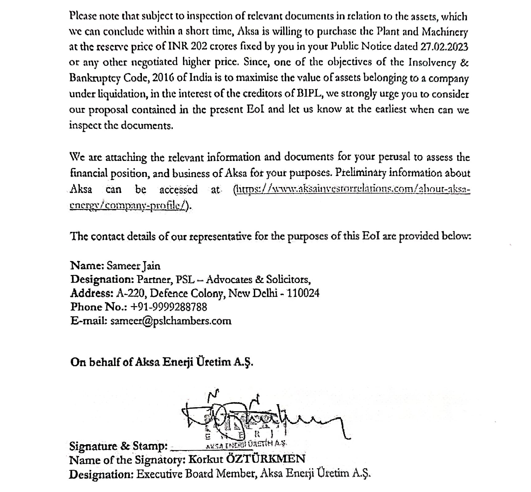 Exhibit reproduced from the original judgment