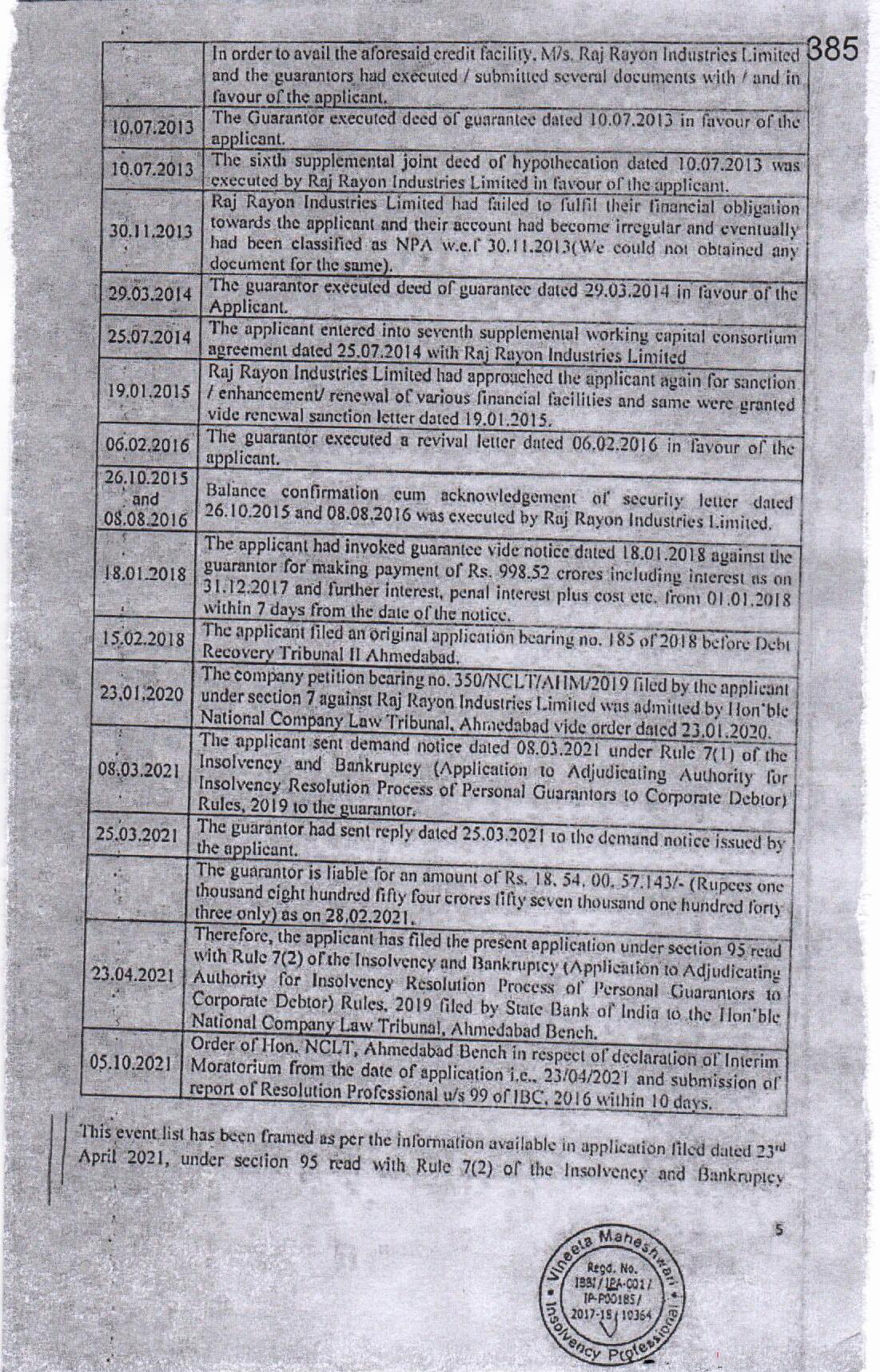 Exhibit reproduced from the original judgment