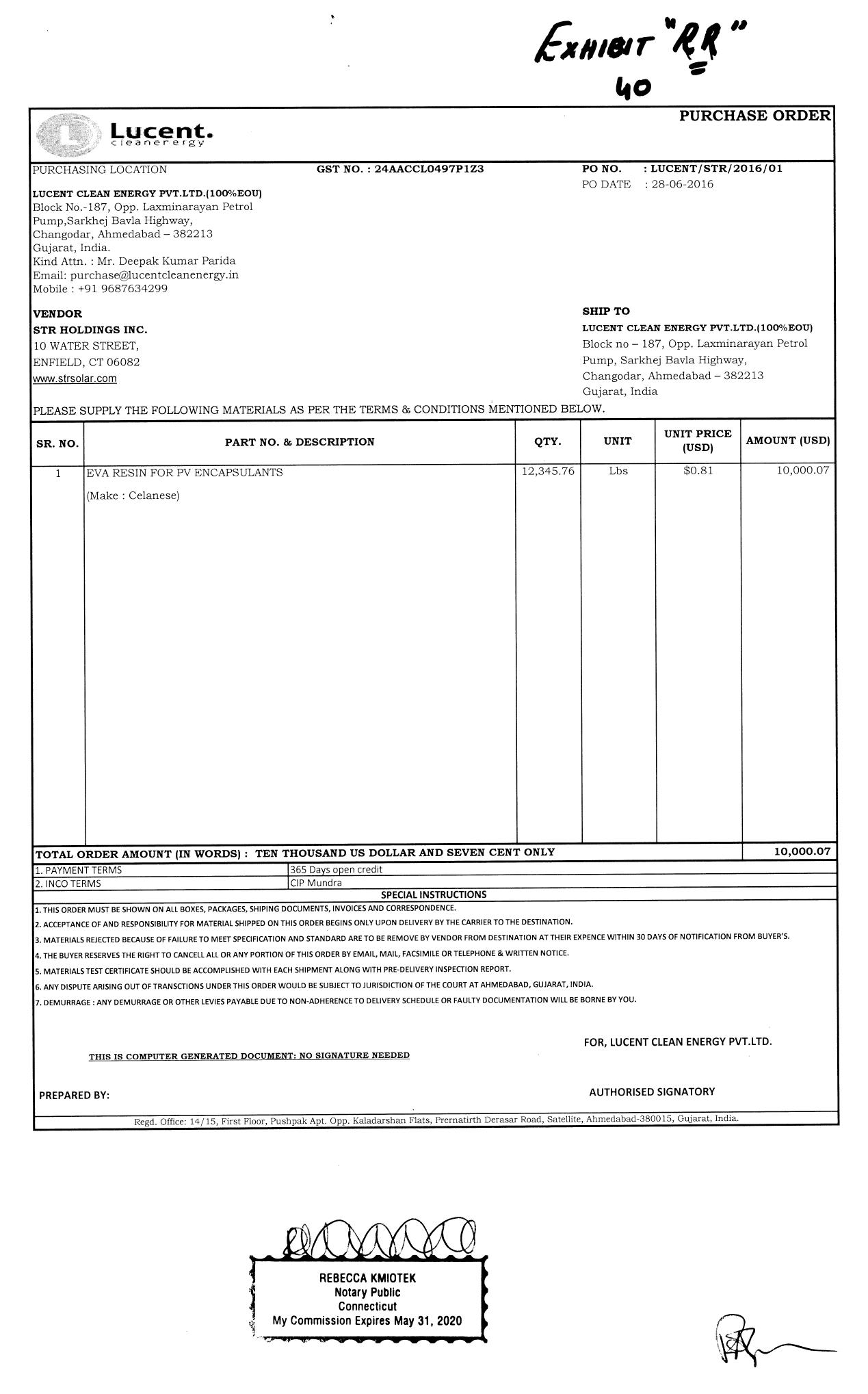 Exhibit reproduced from the original judgment