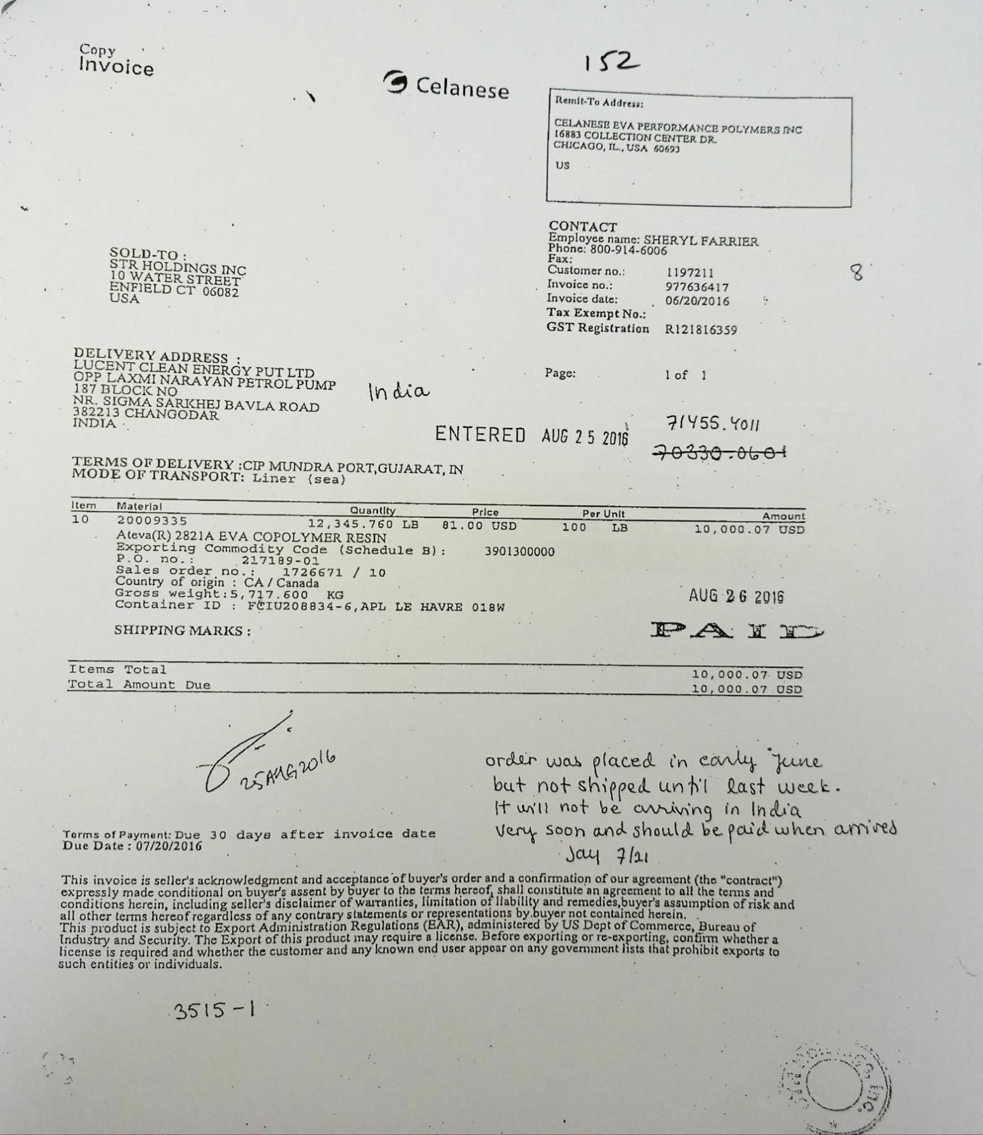Exhibit reproduced from the original judgment