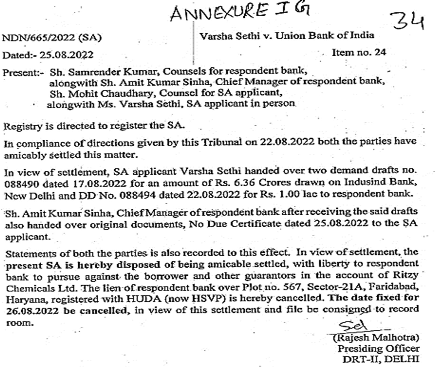 Exhibit reproduced from the original judgment