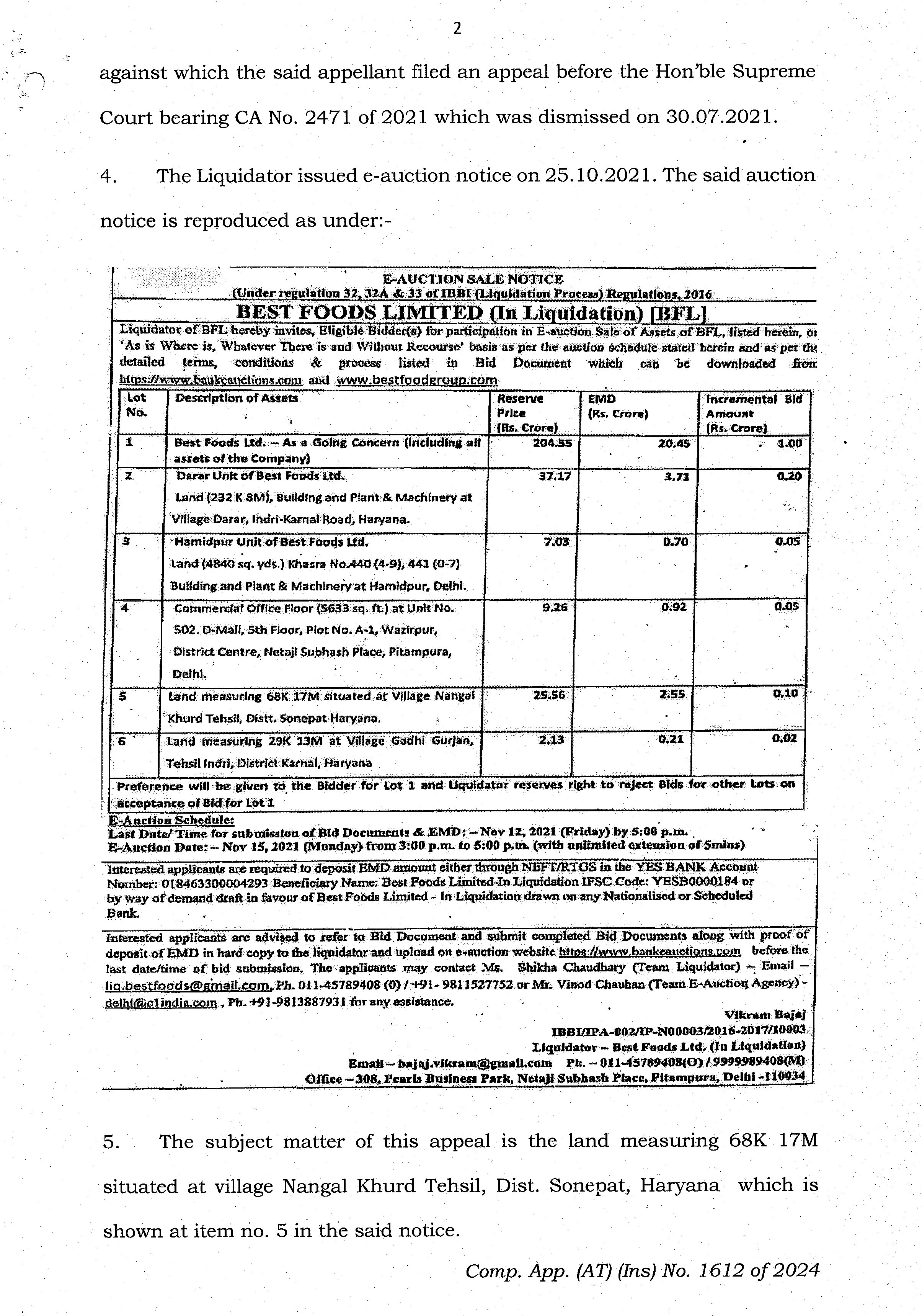 Exhibit reproduced from the original judgment