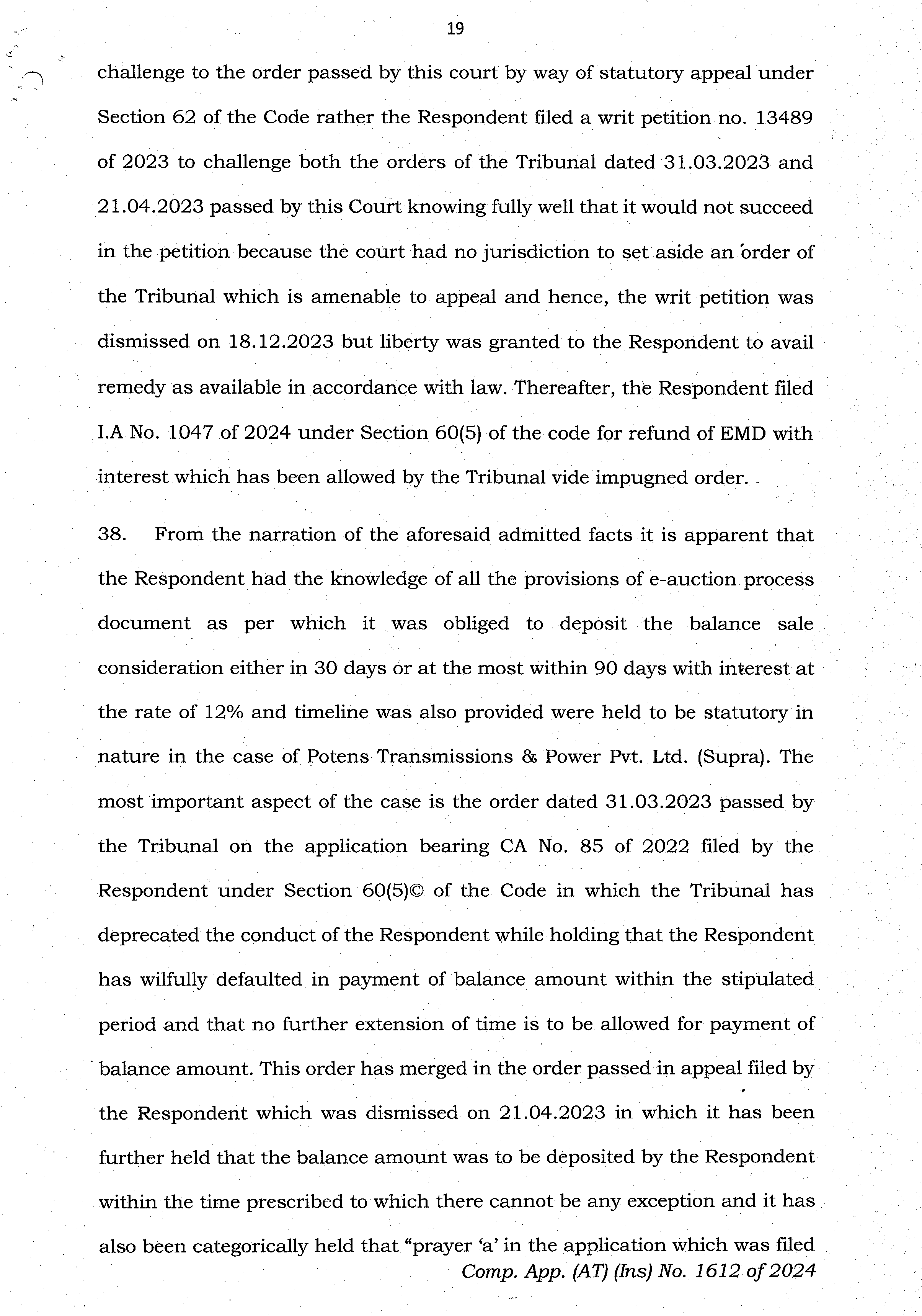 Exhibit reproduced from the original judgment