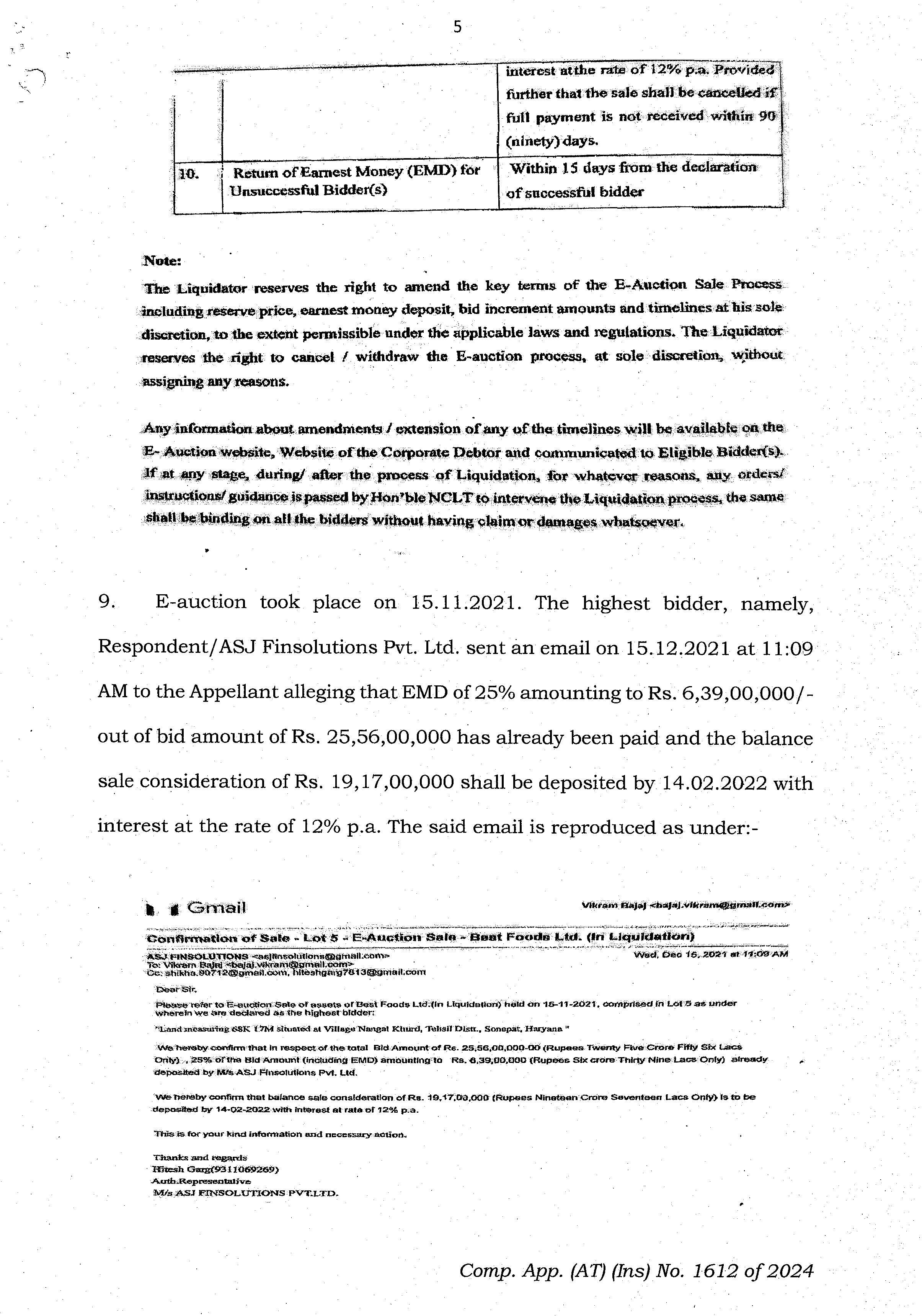 Exhibit reproduced from the original judgment