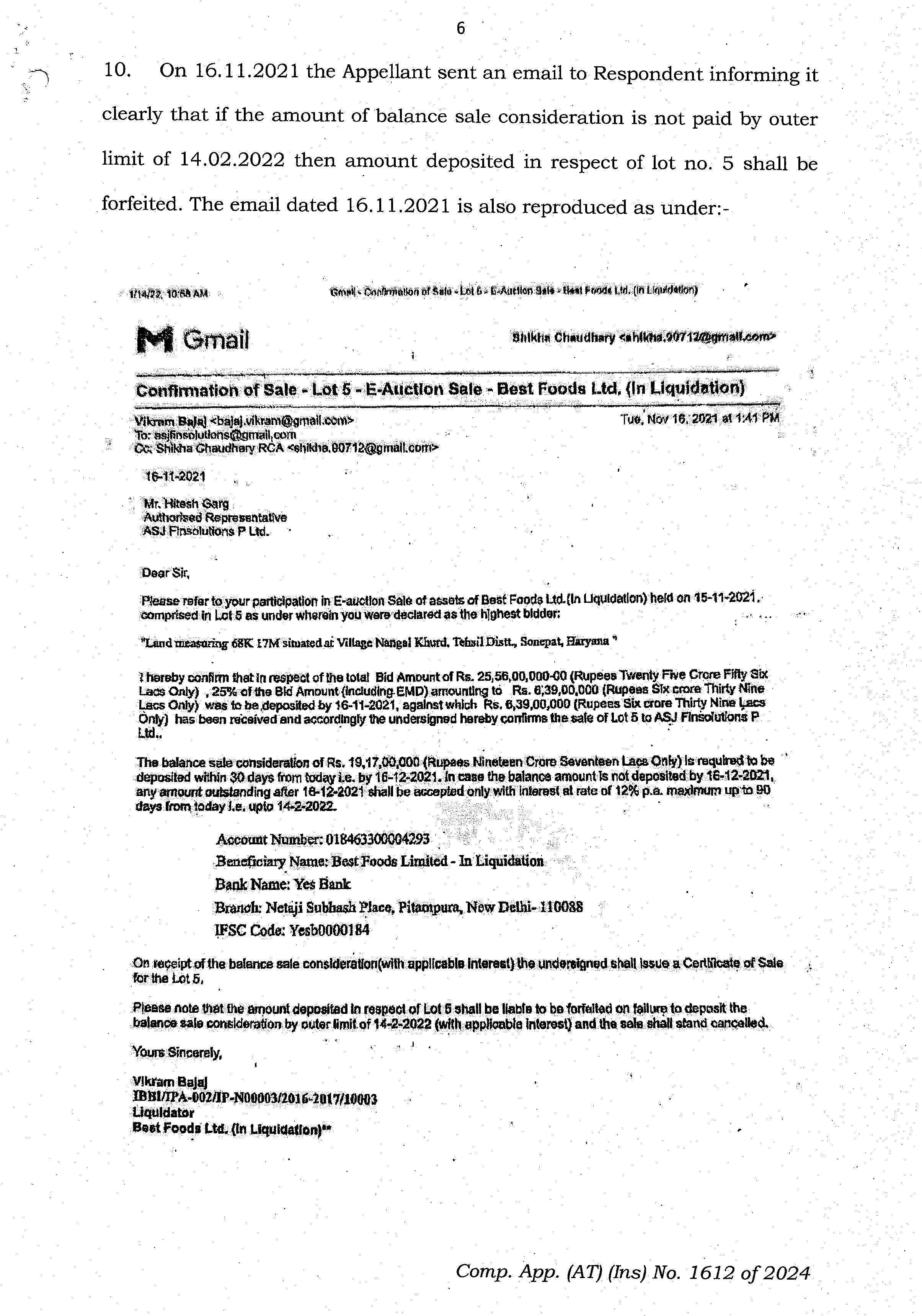 Exhibit reproduced from the original judgment