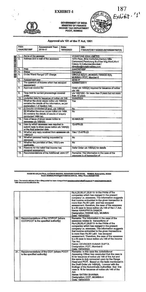 Exhibit reproduced from the original judgment